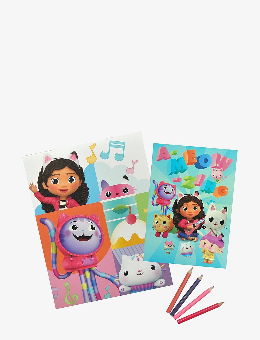 Gabby's Dollhouse - GABBY'S DOLLHOUSE, Colouring set with 4 col.pencils - dagatöl og minnisbækur - multi coloured - 1