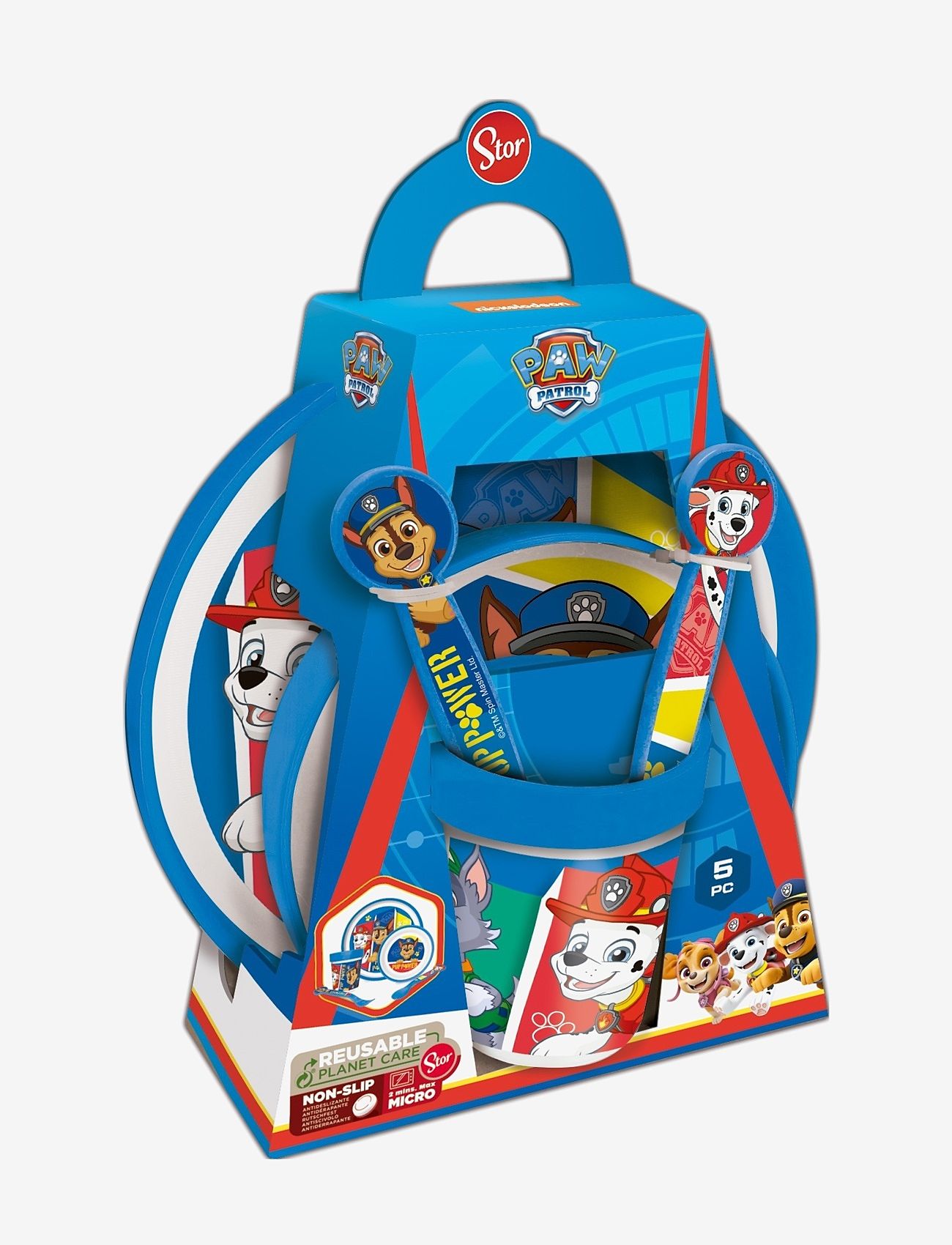 Paw Patrol - PAW PATROL, 5-pc. non-slip: plate/bowl/tumb/cutlery - serveringsset - blue - 0