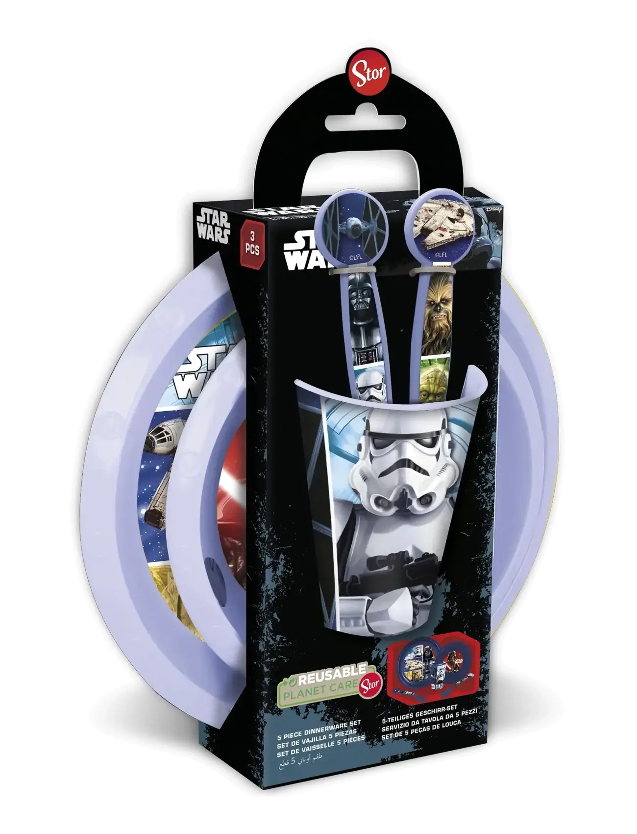 Star Wars 3 Stk.skål, Tallerken Og Krus, Plade, Lila, Str: ONE SIZE
