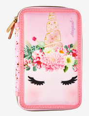 UNICORN FLOWERS pencil case double - FILLED - PINK