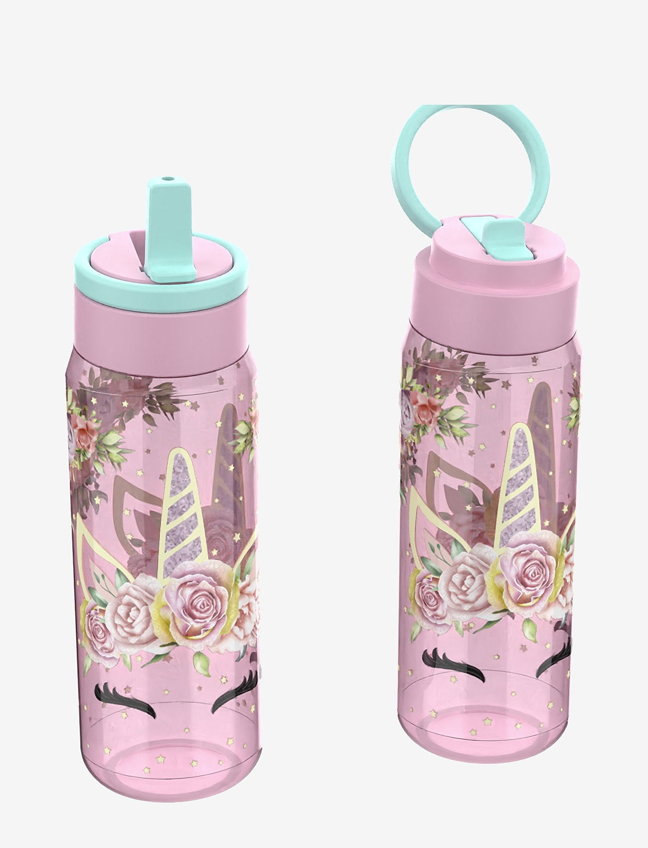 Einhorn - UNICORN GEMS, Vandflaske med sugerør - vandflasker - pink - 0
