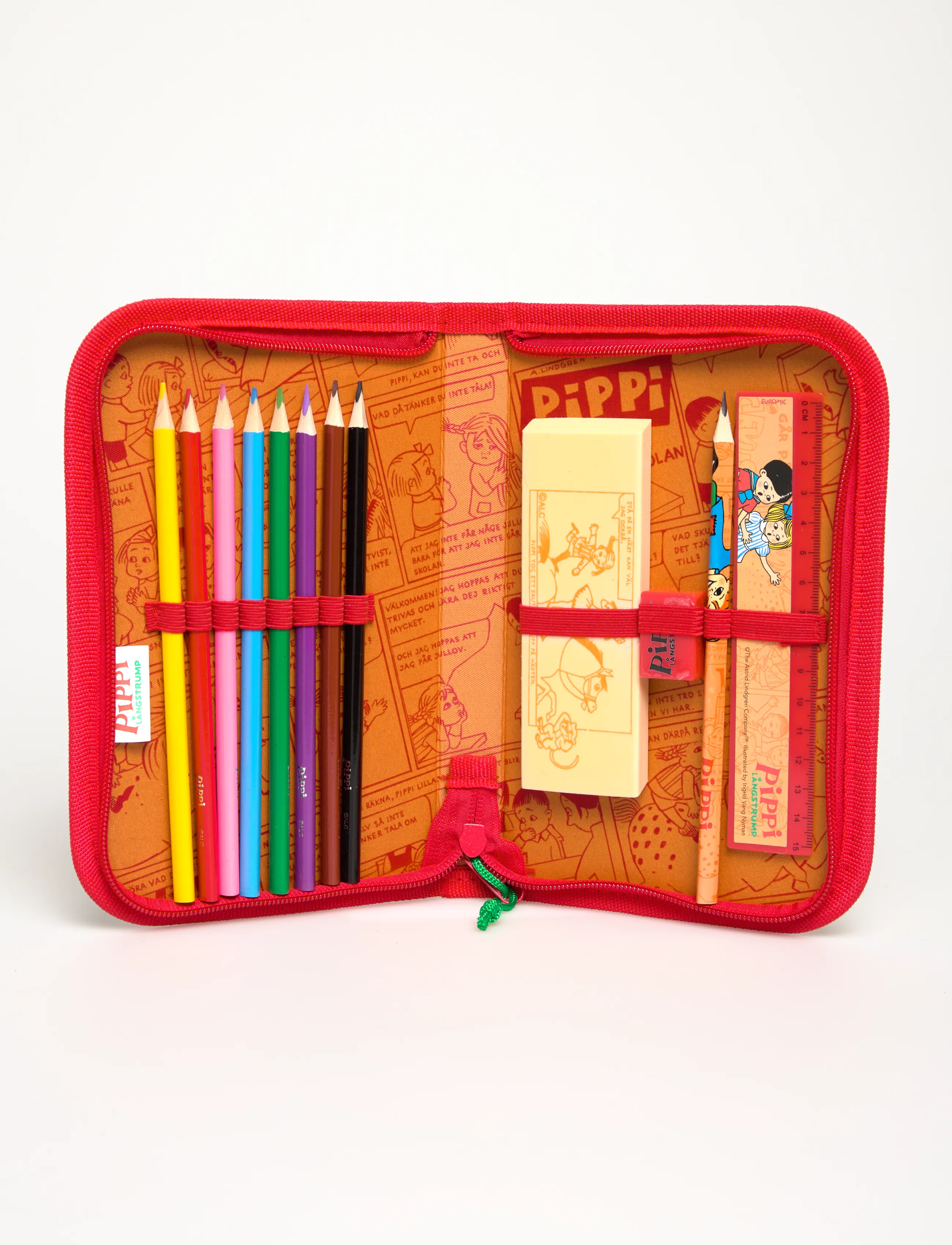 Pippi Langstrømpe Fyldt Single Dækker Penalhus, One Size, Bags, Gelb - Pencil Cases, Kinder