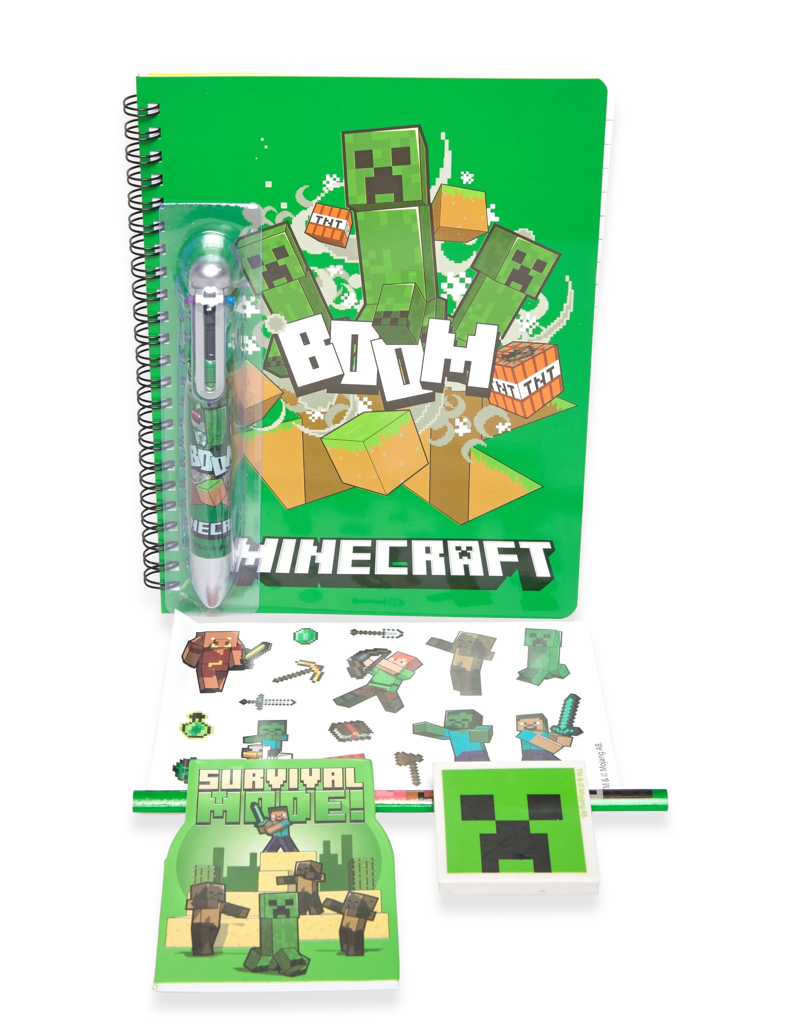 EUROMIC Minecraft, Skrivesæt, M/ Multifarve. Pen Grün - One Size - Kinder