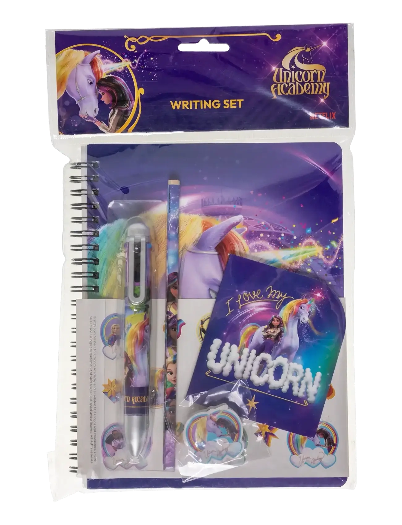 Enhörning UNICORN ACADEMY, Skrivarset, med flerfärgad penna - Kalendrar & Anteckningsblock - PURPLE / multi
