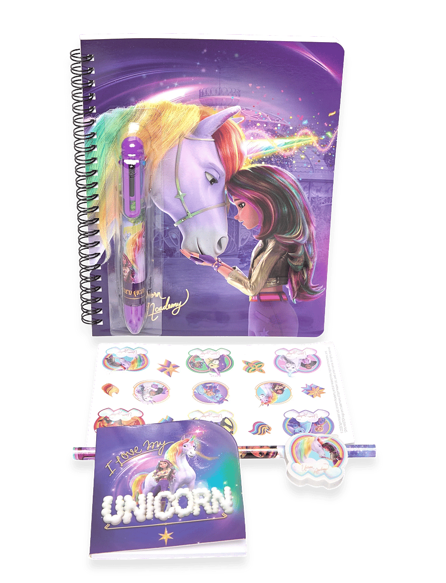 Unicorn Academy - UNICORN ACADEMY, Writing Set, w/multi-col. pen - kalendrid ja märkmikud - purple - 1