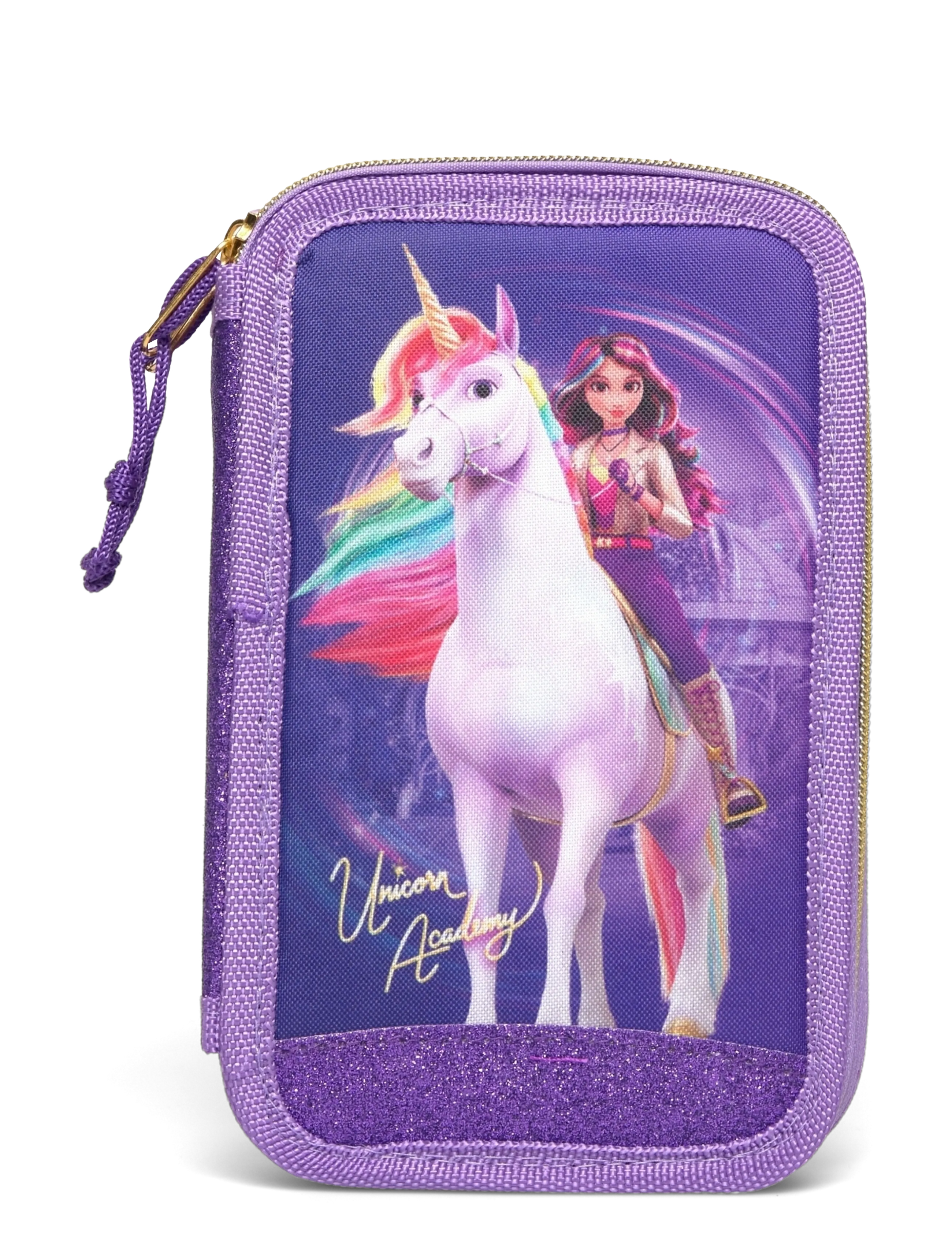 Unicorn Academy Unicorn Academy, Fyldt Dobbelt Penalhus, One Size, Purple, Tasker > Penalhuse, Børn