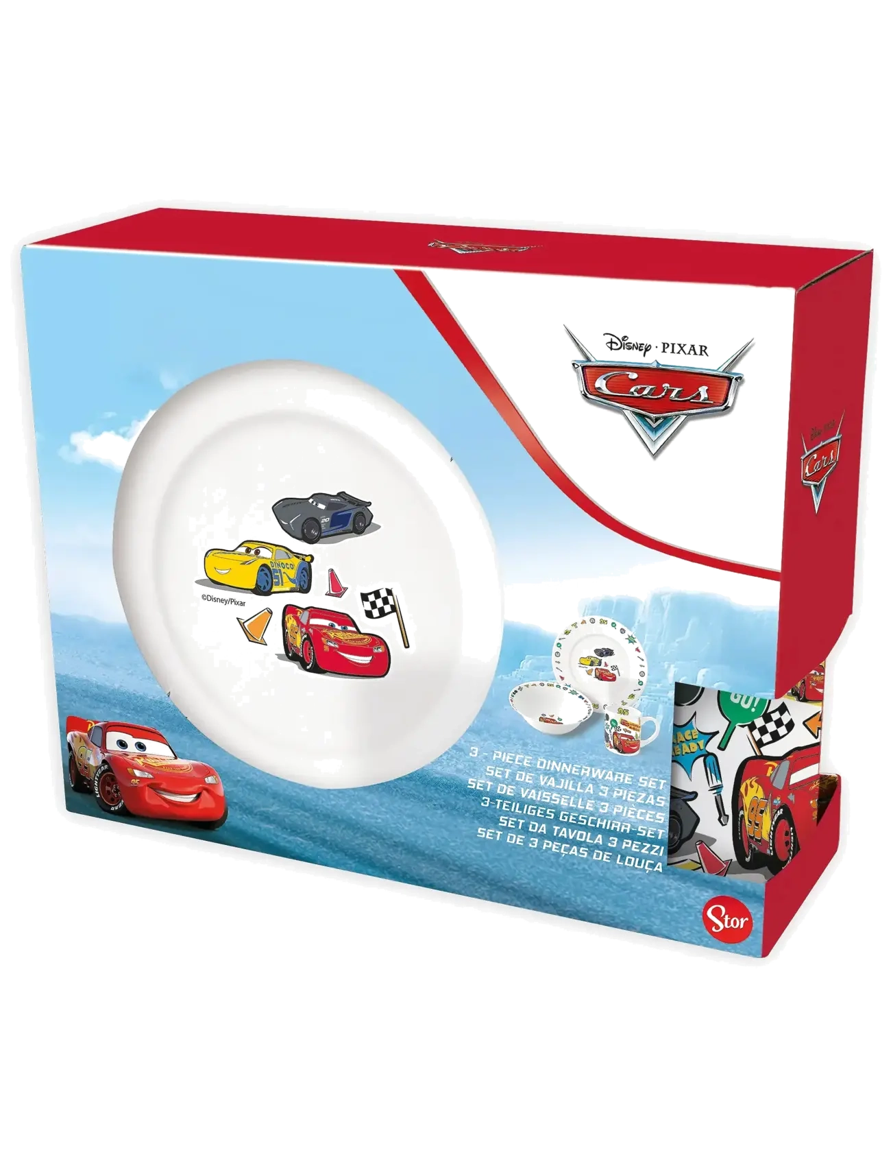 Euromic - CARS 3-pcs. ceramic dining set -plate/bowl/mug - multi coloured - 1
