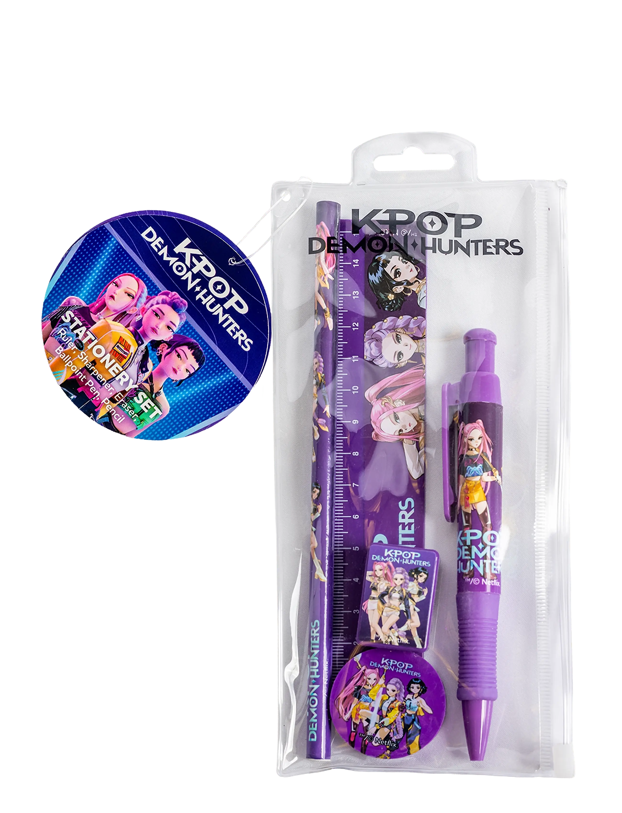 Demon Hunters Kpop 5 Stk. Skrivesæt, One Size, Drawing, Lila - Stationery, Kinder