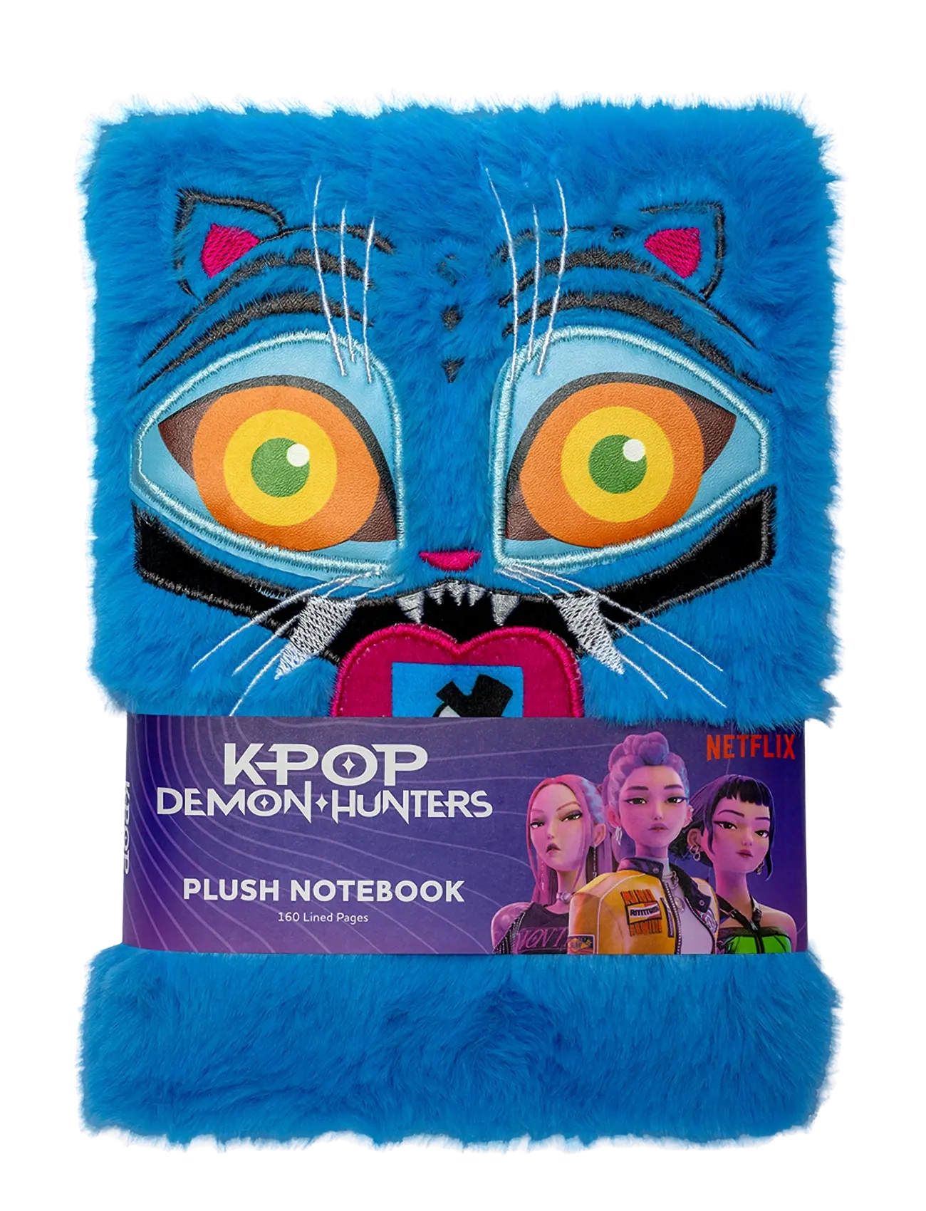 Demon Hunters Kpop Demon Hunters Notesbog Med Plys - Derpy Tiger, One Size, Blue, Tegning > Kalendere Og Notesbøger, Børn