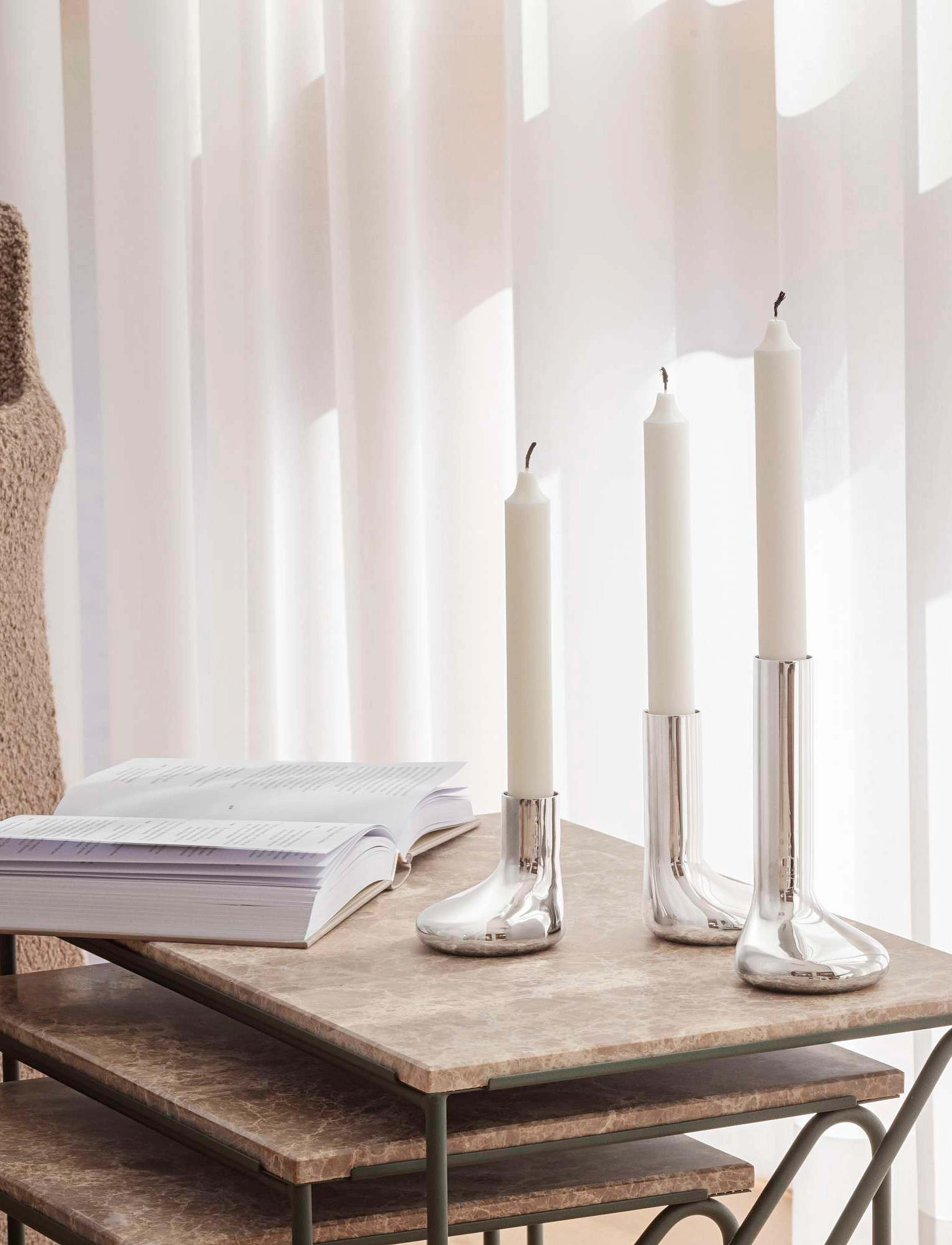Eva Solo Mellow Lysestage Sæt 3 Stk., 8+12+16 cm, Candlesticks & Lanterns, Silber - Candlesticks, Homeware