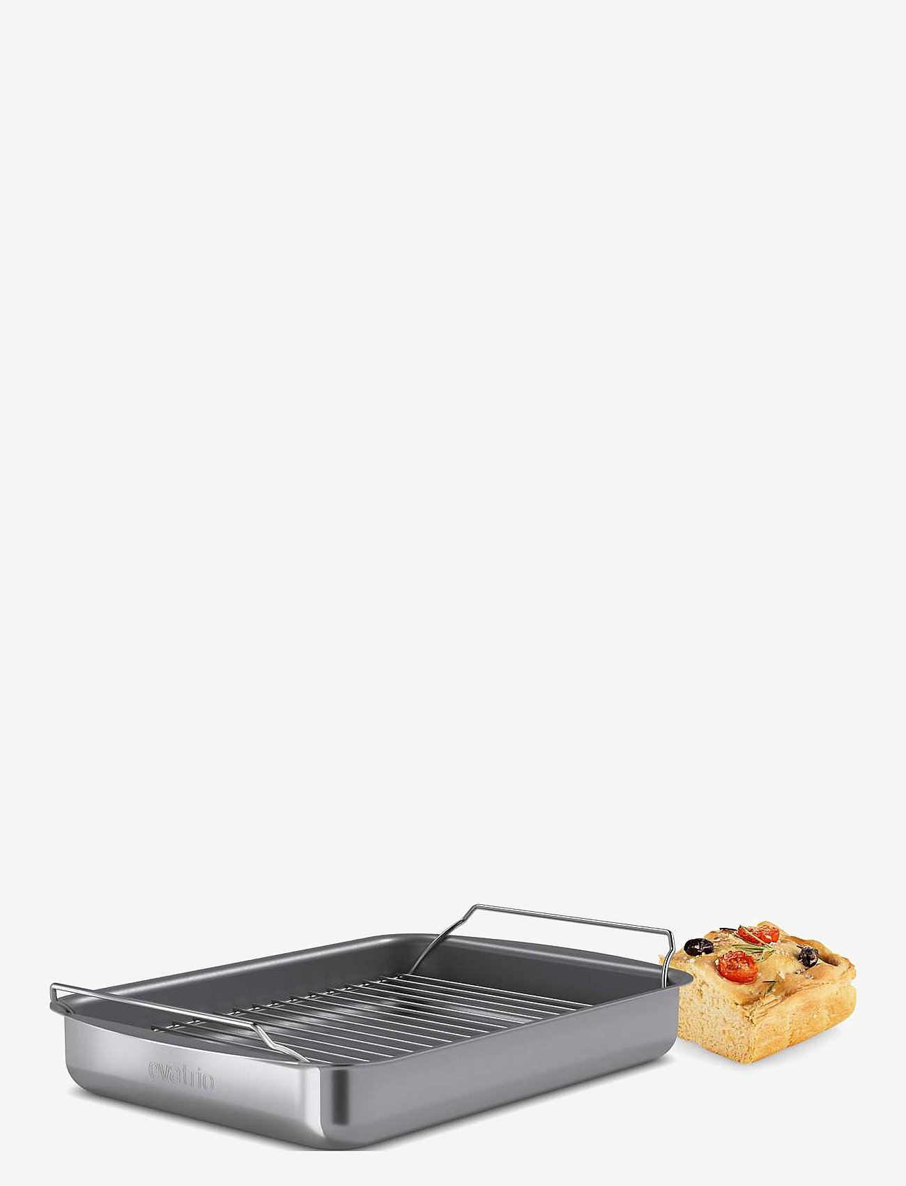 Eva Trio - Professional roasting pan with rack 35x25 cm ceramic Slip-Let® - grey - 1