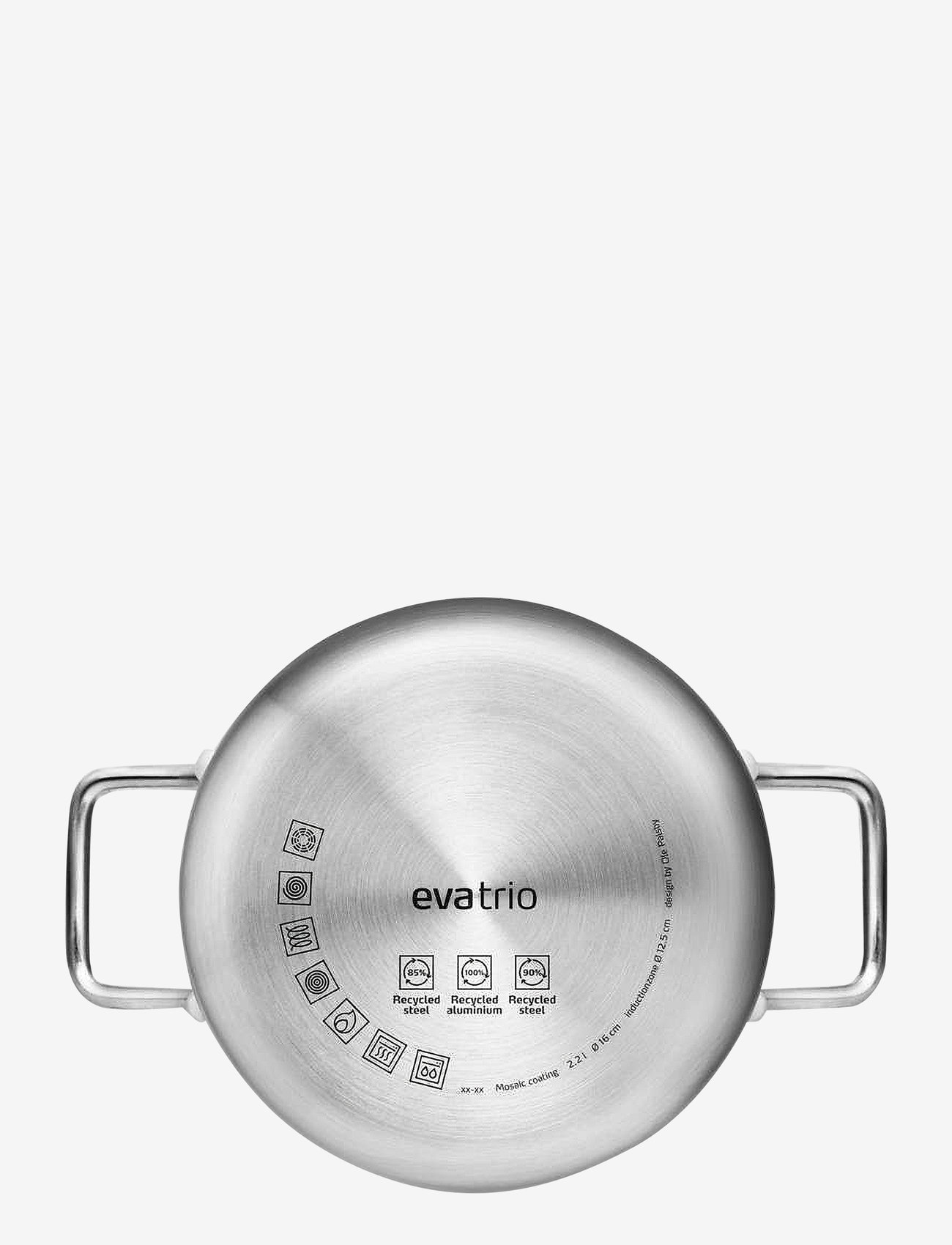 Eva Trio - Multi Gryta 2,2 l 16 cm Mosaic keramisk Slip-Let®-beläggning - köp efter pris - brushed steel - 3