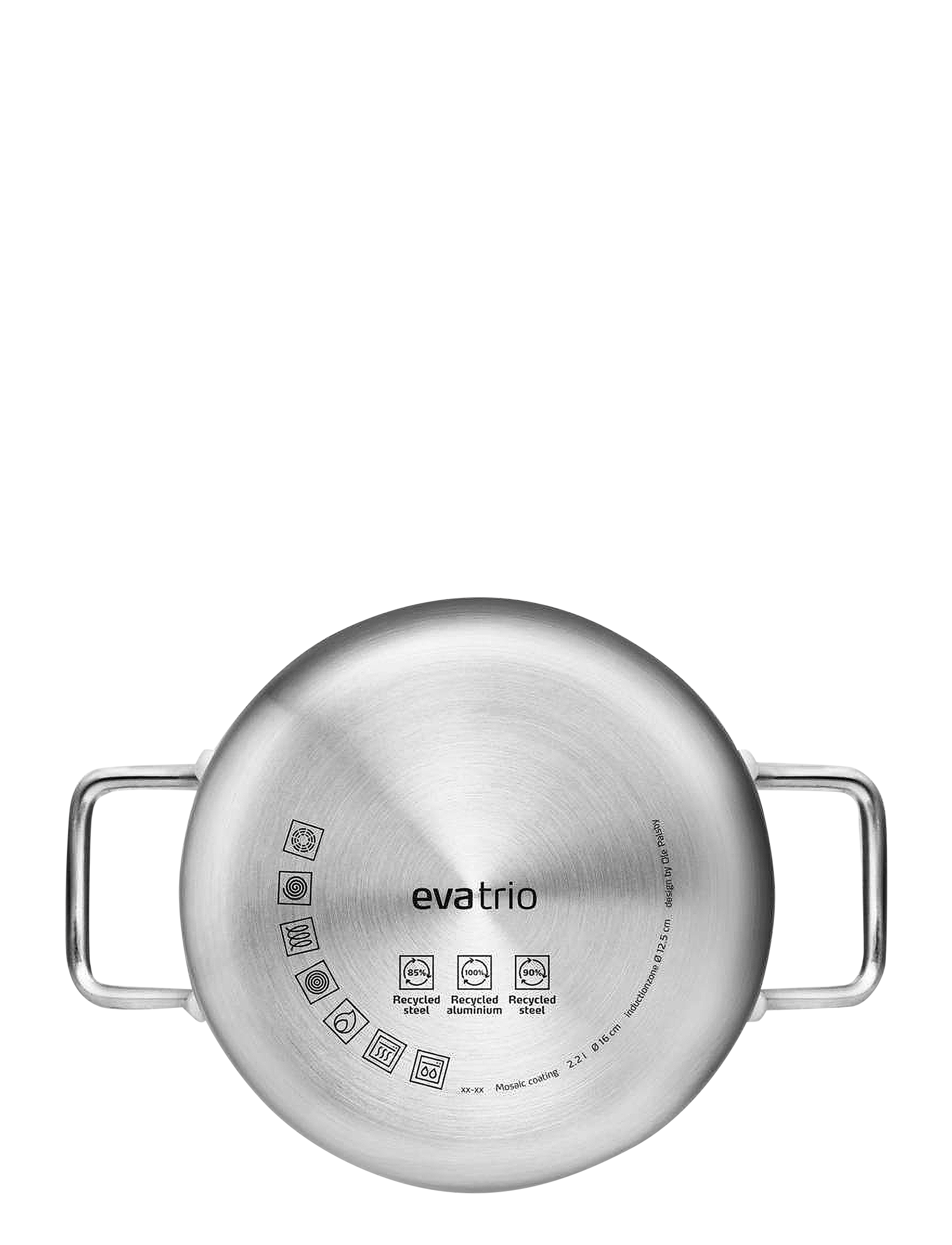 Eva Trio - Multi Pot 2.2 l 16 cm Mosaic ceramic Slip-Let® coating - kastrulid - brushed steel - 4