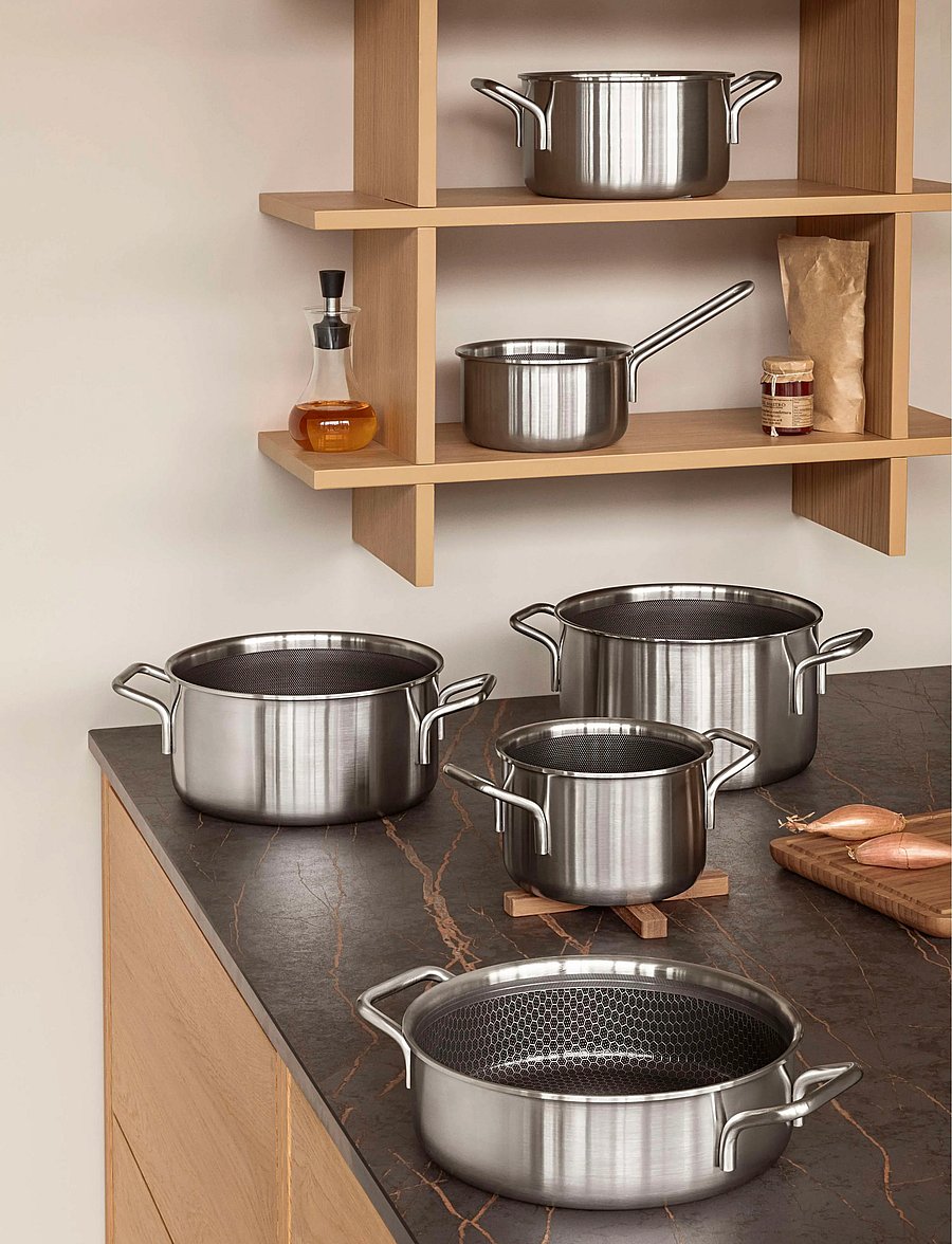 Eva Trio - Multi Pot 4.8 l 24 cm Mosaic ceramic Slip-Let® coating - stieltöpfe - brushed steel - 5