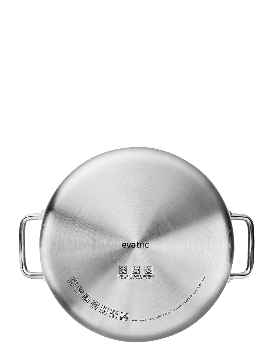 Eva Trio - Multi Pot 4.8 l 24 cm Mosaic ceramic Slip-Let® coating - stieltöpfe - brushed steel - 4