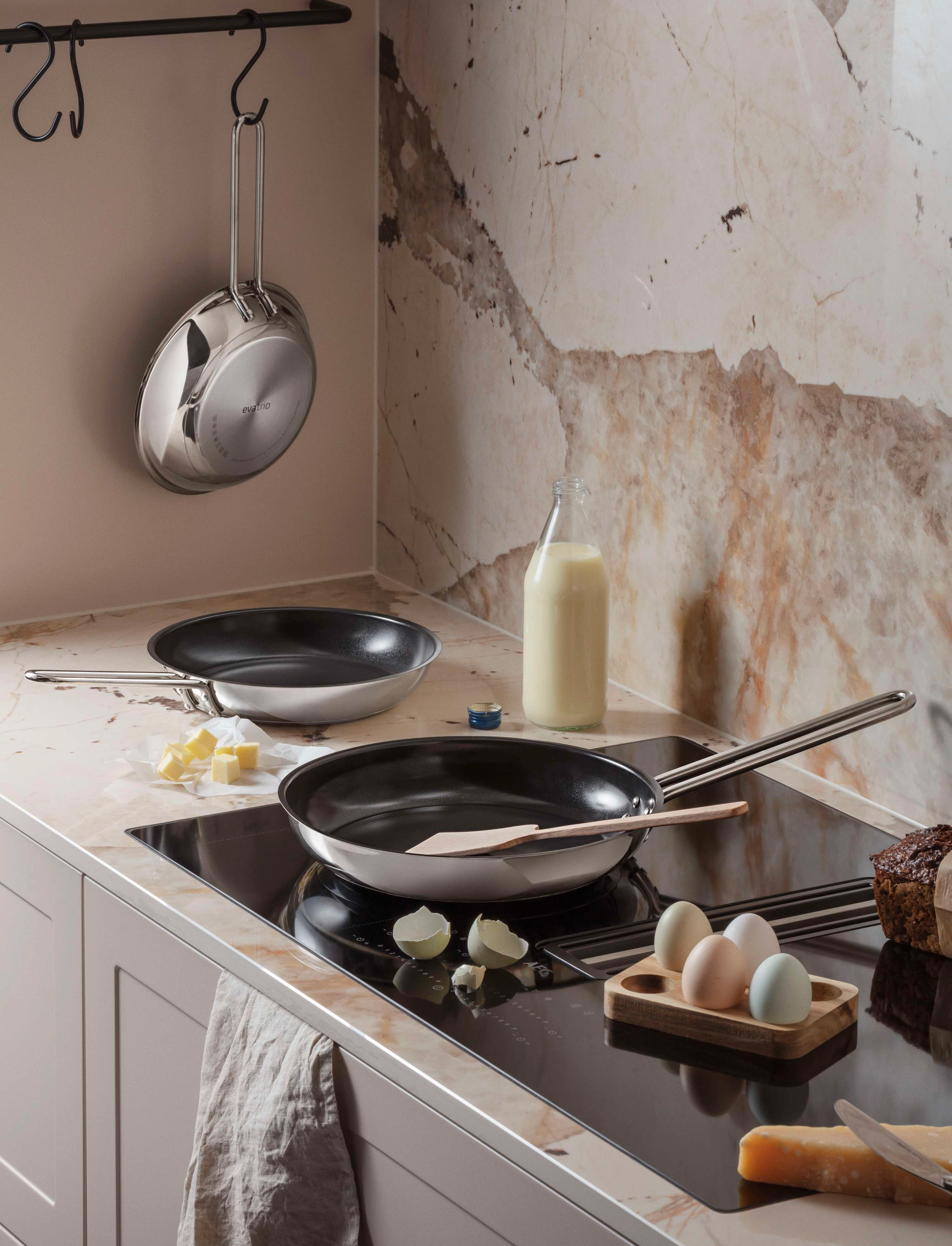 Eva Trio - Stainless Steel Frying pan 20 cm ceramic Slip-Let® - bratpfannen - polished steel - 0