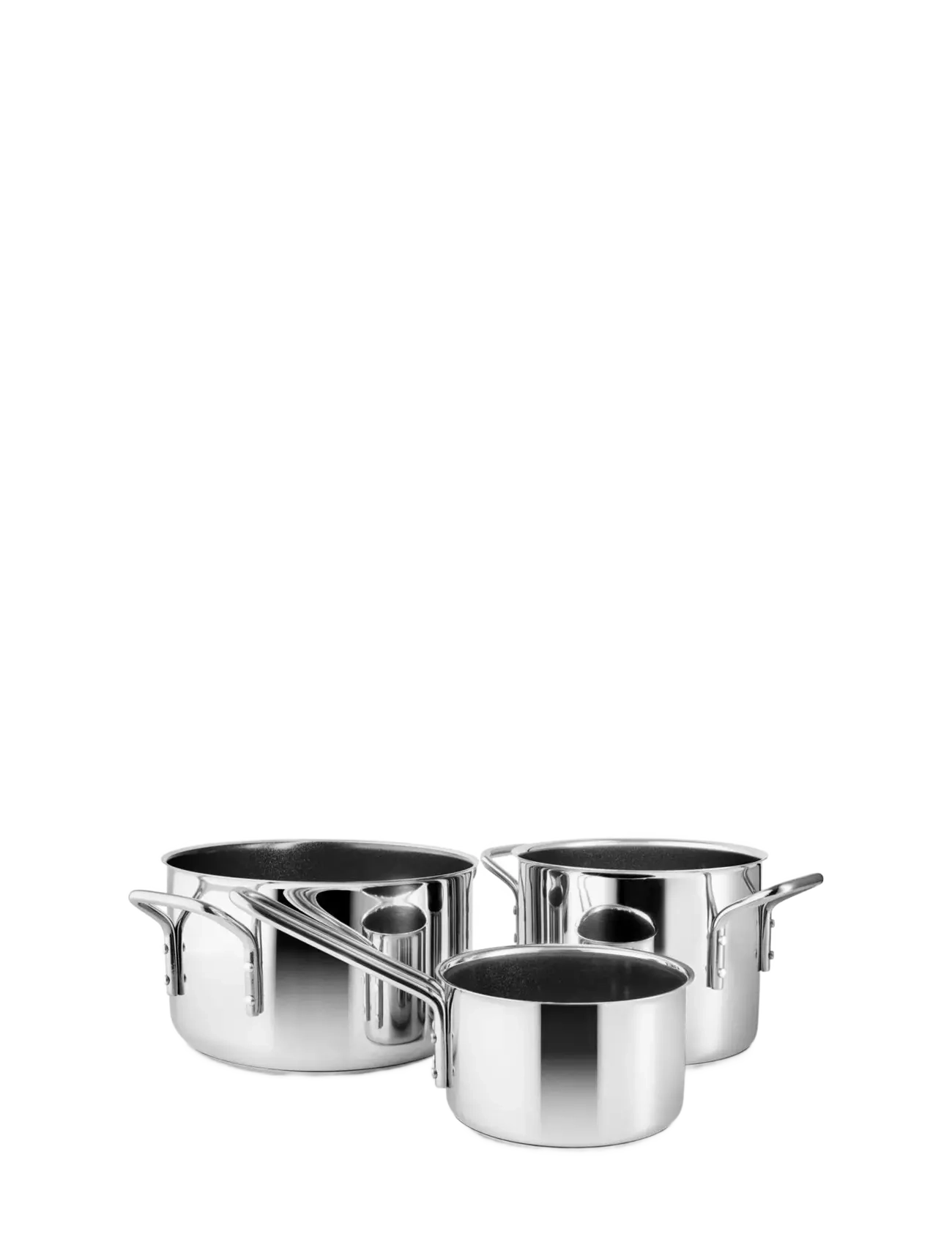 Eva Trio Stainless Steel Grydesæt 3 Stk. Keramisk Slip-Let , Casserole Ret o, Sølv, Str: ONE SIZE