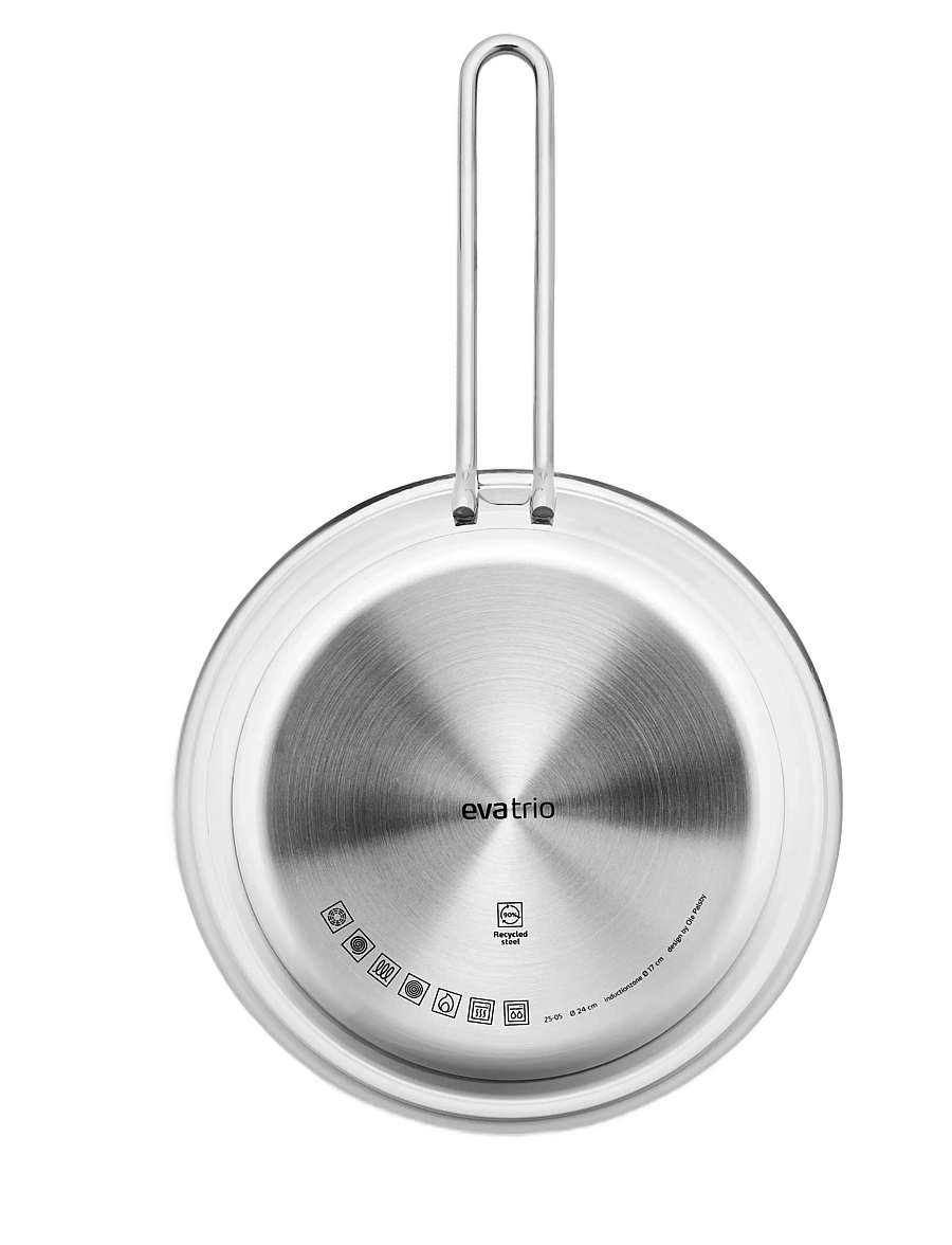 Eva Trio - Stainless Steel Frying Pan 24 cm steel base - praepannid ja pannid - polished steel - 3