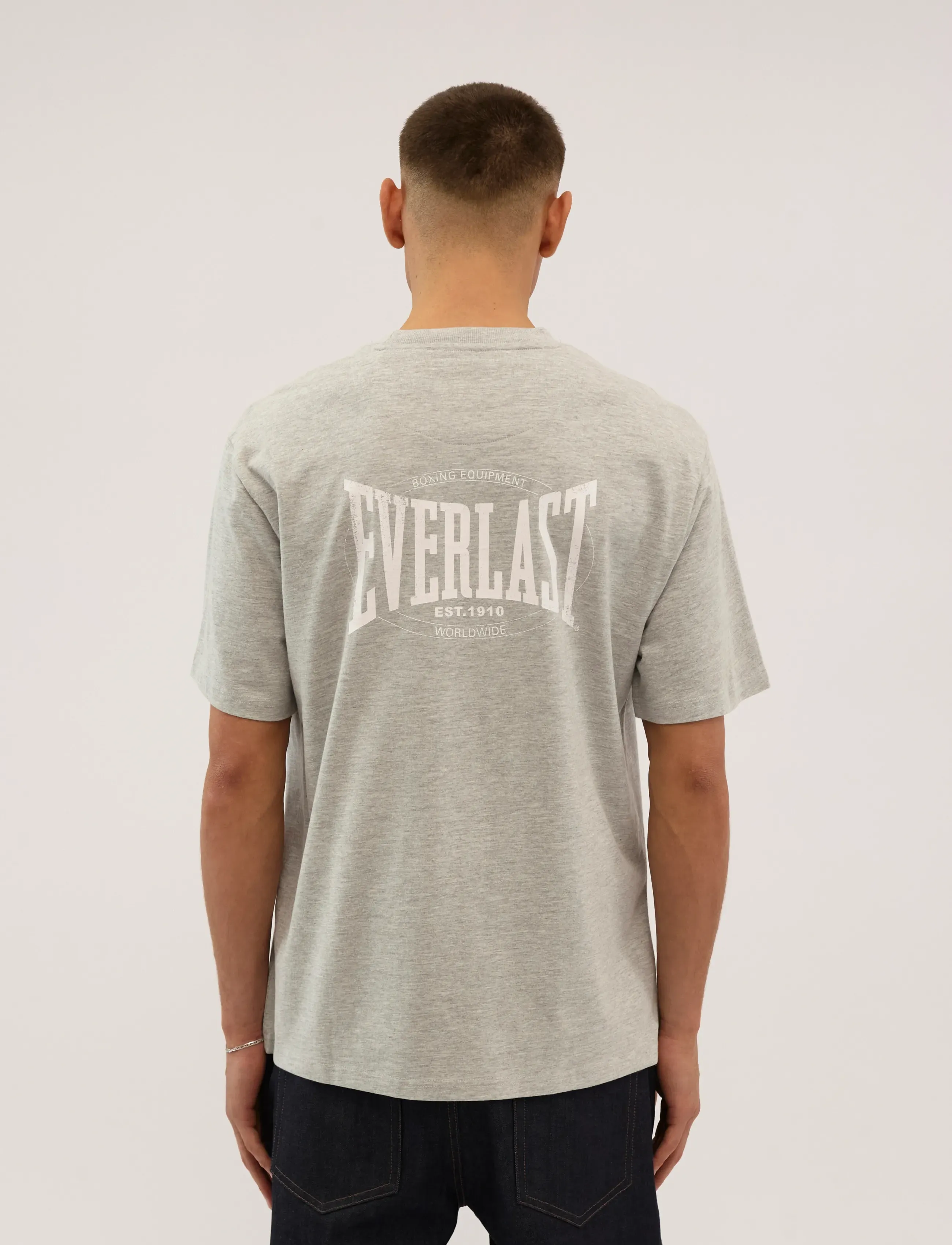 Everlast - EVERLAST BACK LOGO SS TEE - kortärmade t-shirts - light grey melange - 4