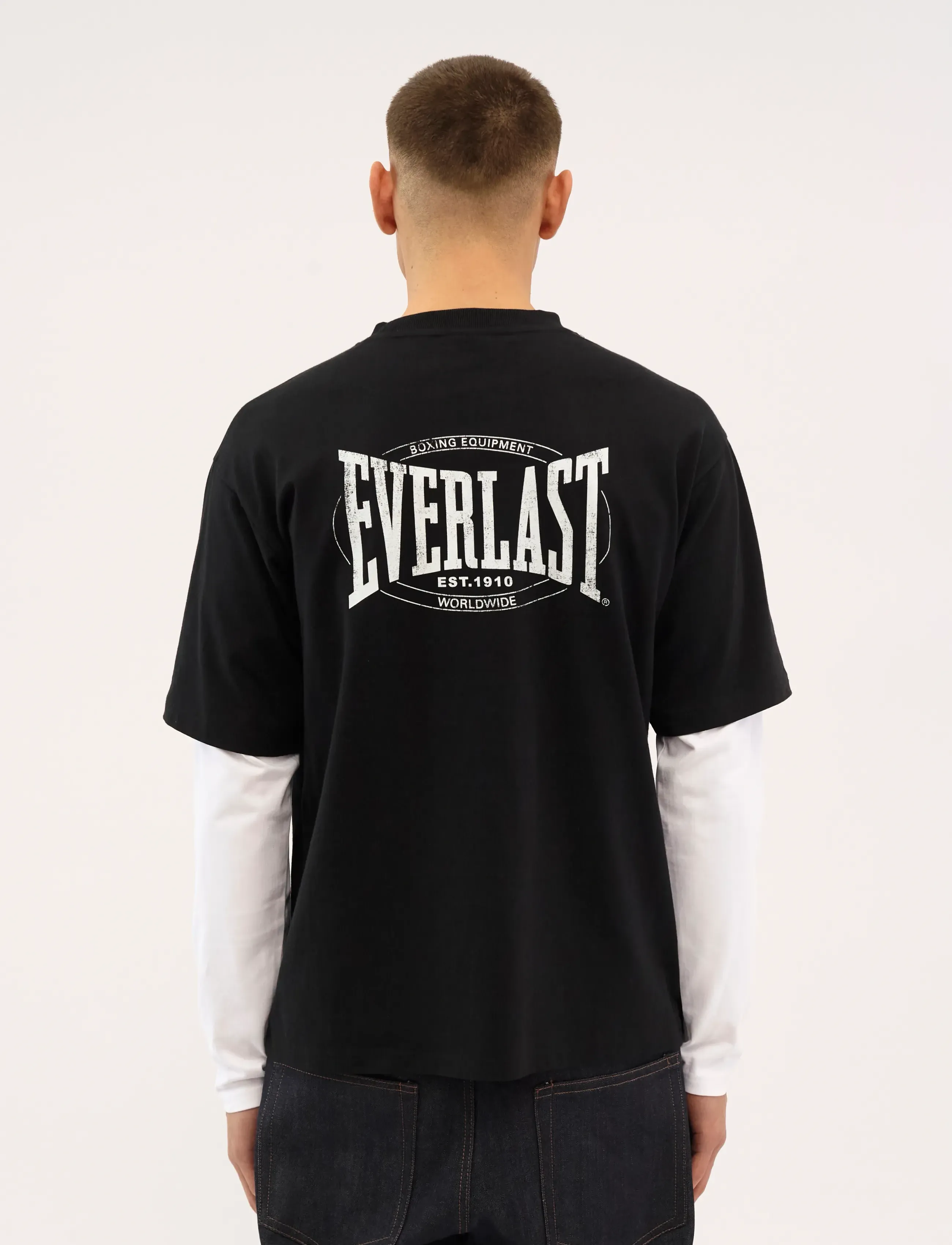Everlast - LAYERED BACK LOGO LS - langærmede t-shirts - black beauty - 3
