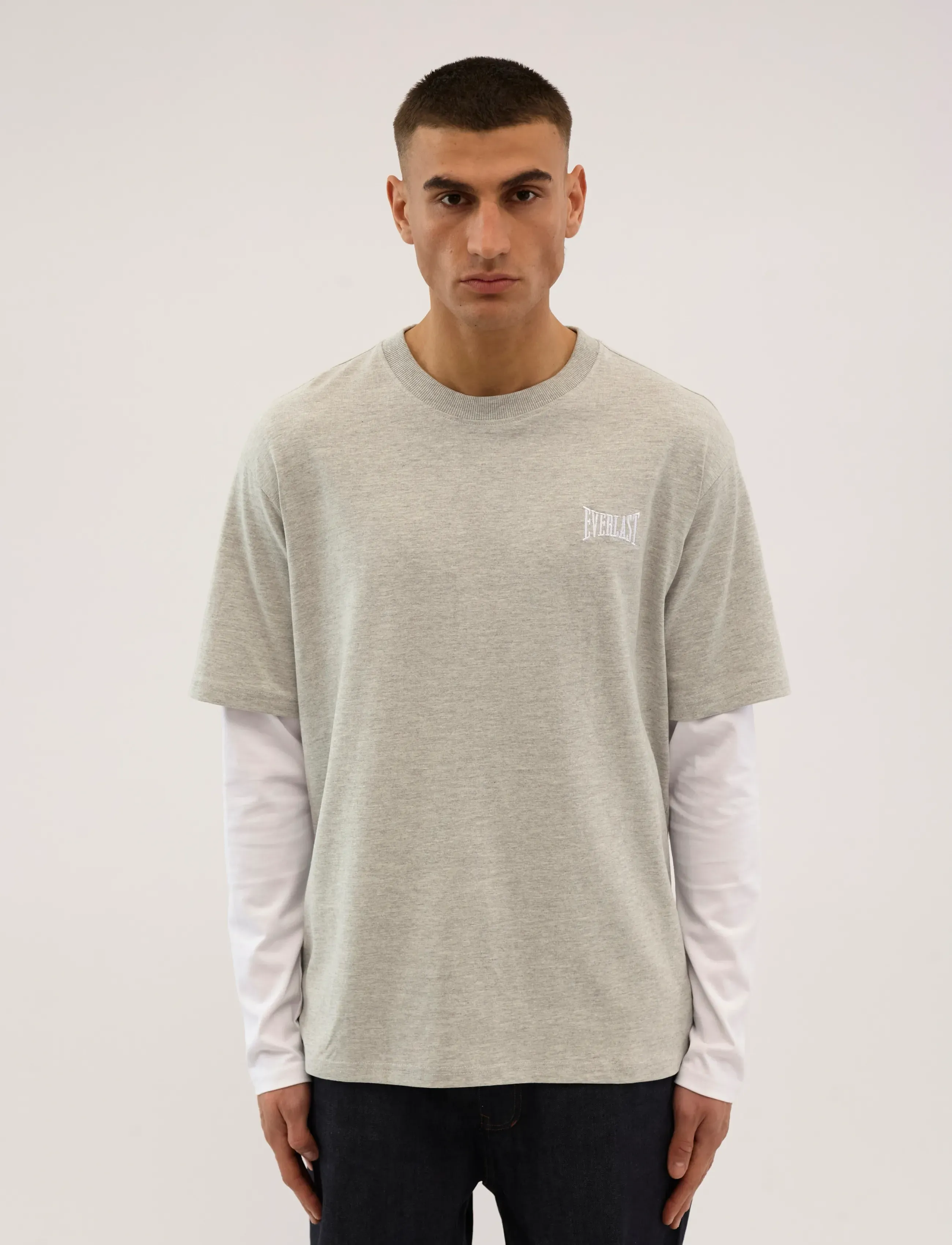 Everlast Layered Back Logo Ls, XXL, Grey, T-Shirts > Langærmede, Herre