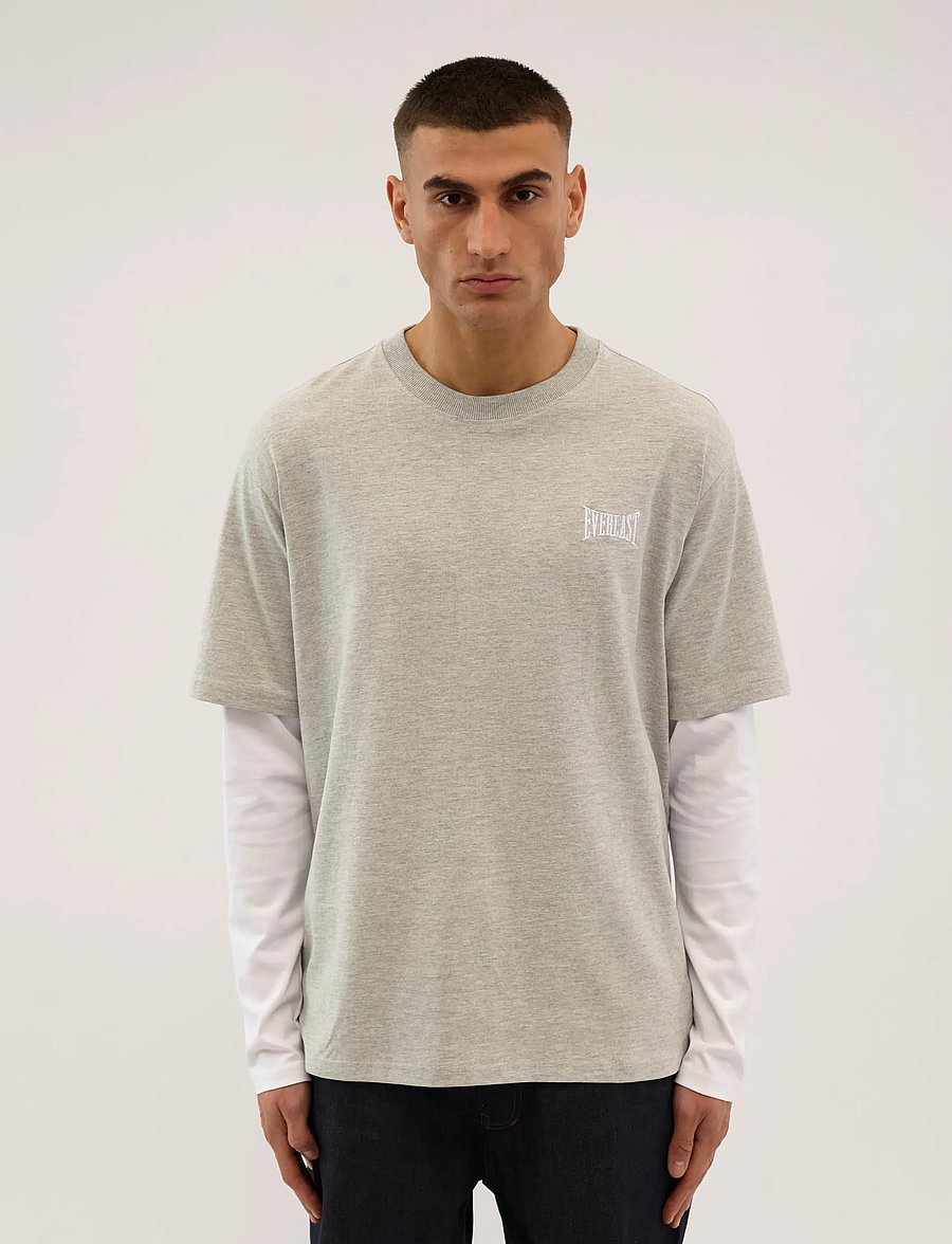 Everlast - LAYERED BACK LOGO LS - pikkade varrukatega t-särgid - light grey melange - 2