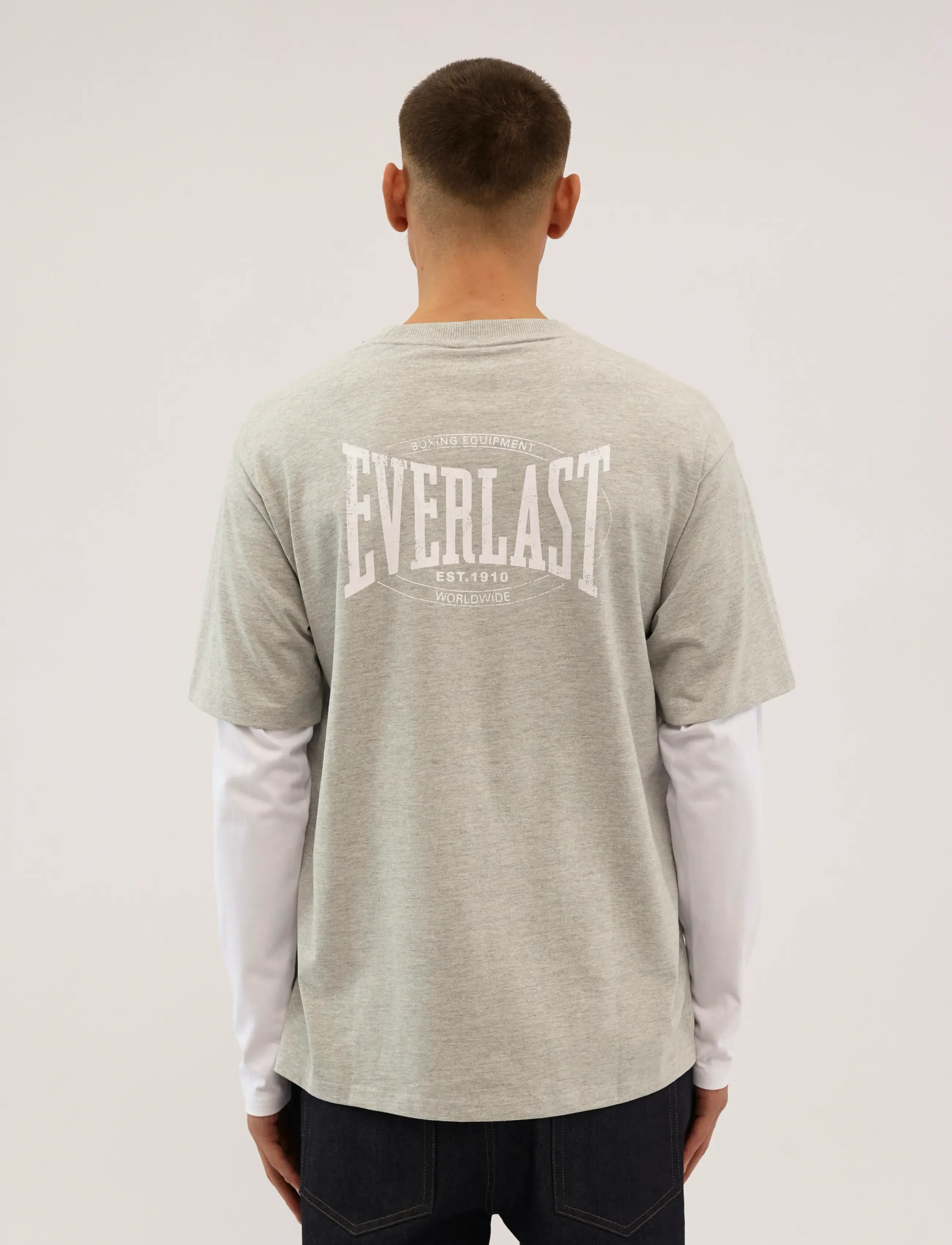 Everlast - LAYERED BACK LOGO LS - långärmade t-shirts - light grey melange - 3
