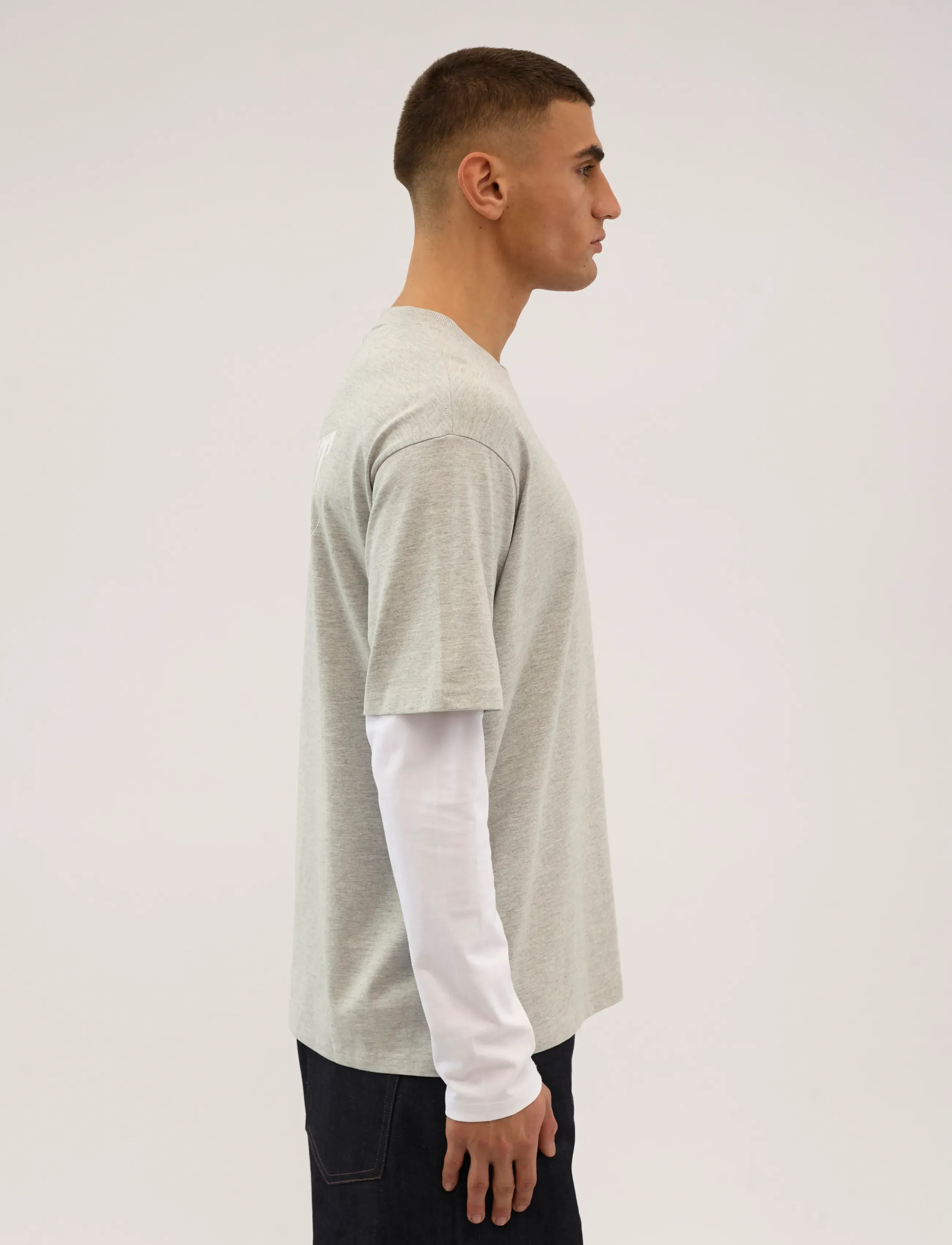 Everlast - LAYERED BACK LOGO LS - långärmade t-shirts - light grey melange - 4