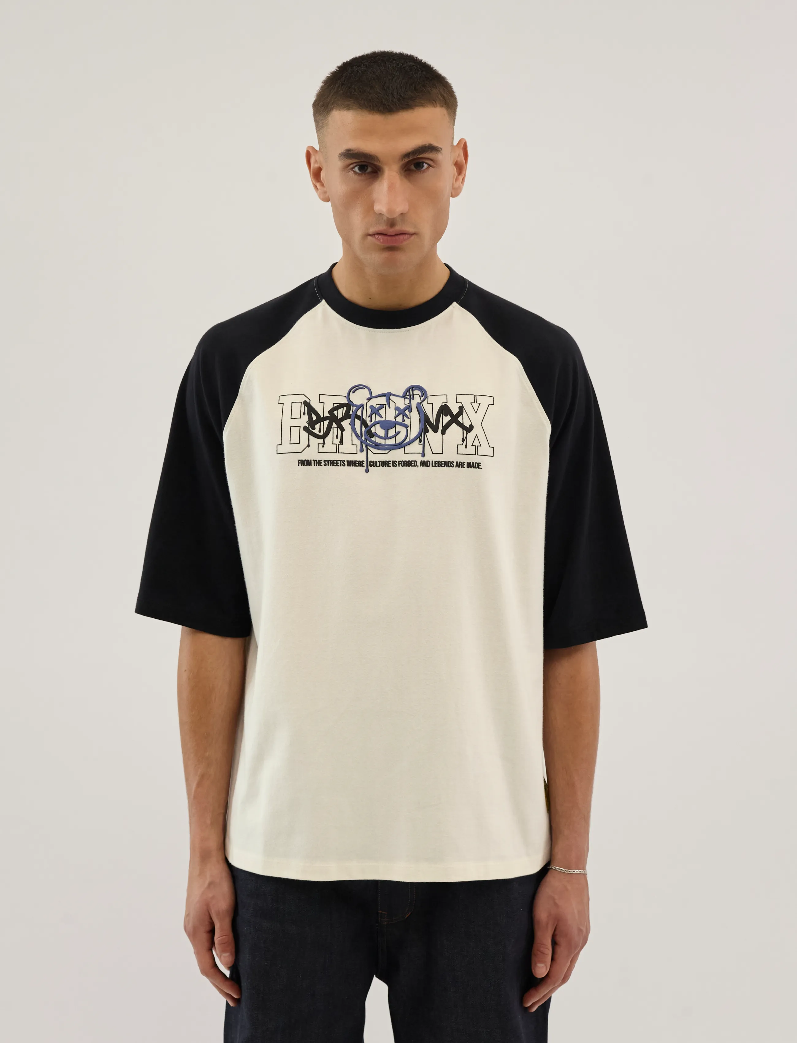 Everlast - Bronx Raglan Tee - kortærmede t-shirts - white/black - 2