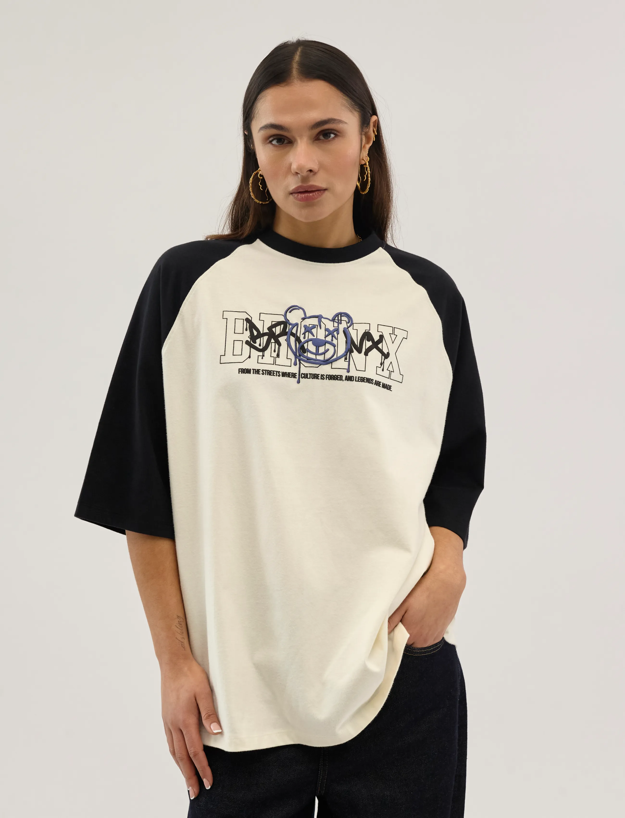 Everlast - Bronx Raglan Tee - kortærmede t-shirts - white/black - 3