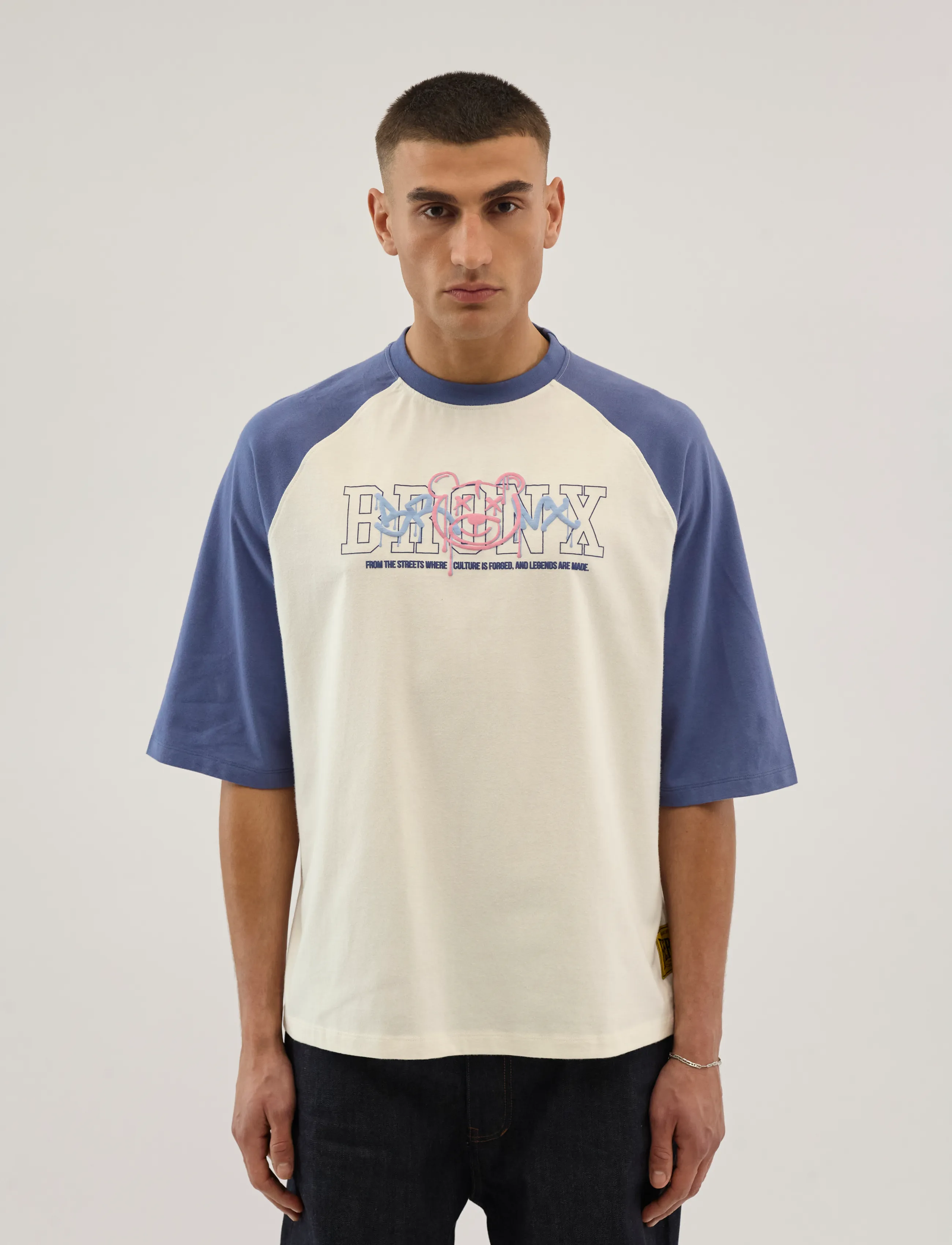 Everlast - Bronx Raglan Tee - kortærmede t-shirts - white/blue - 2