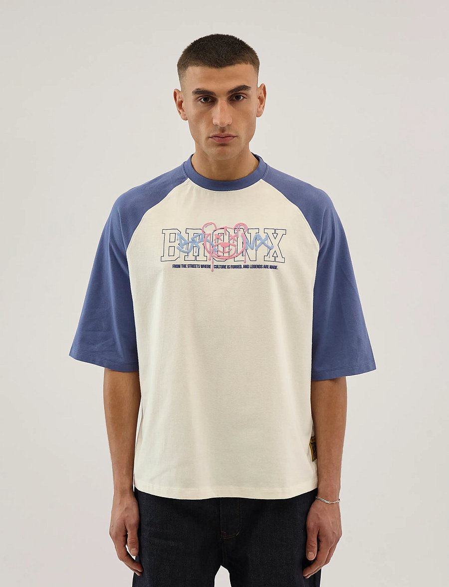 Everlast - Bronx Raglan Tee - kortärmade t-shirts - white/blue - 2