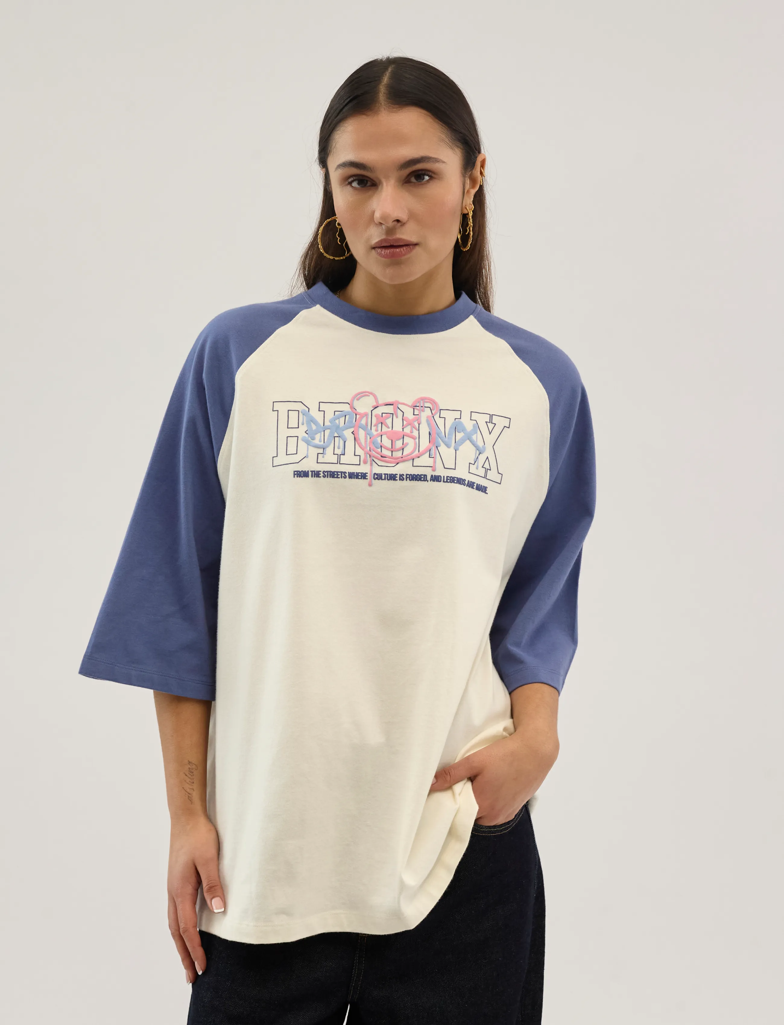 Everlast - Bronx Raglan Tee - kortærmede t-shirts - white/blue - 3