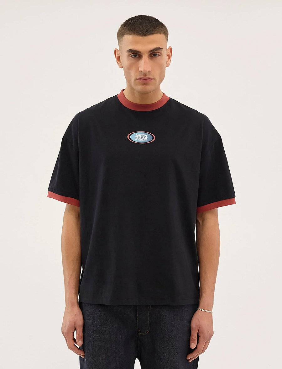 Everlast - Contrast Tee - kurzärmelige t-shirts - black beauty - 0