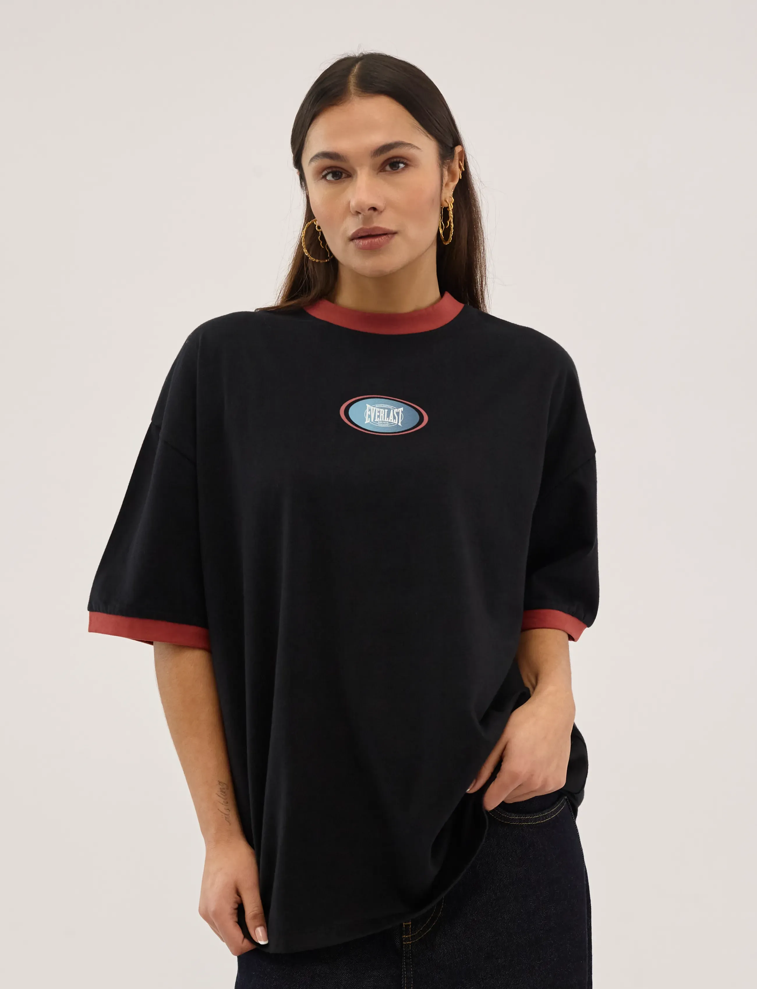 Everlast - Contrast Tee - kurzärmelige t-shirts - black beauty - 3