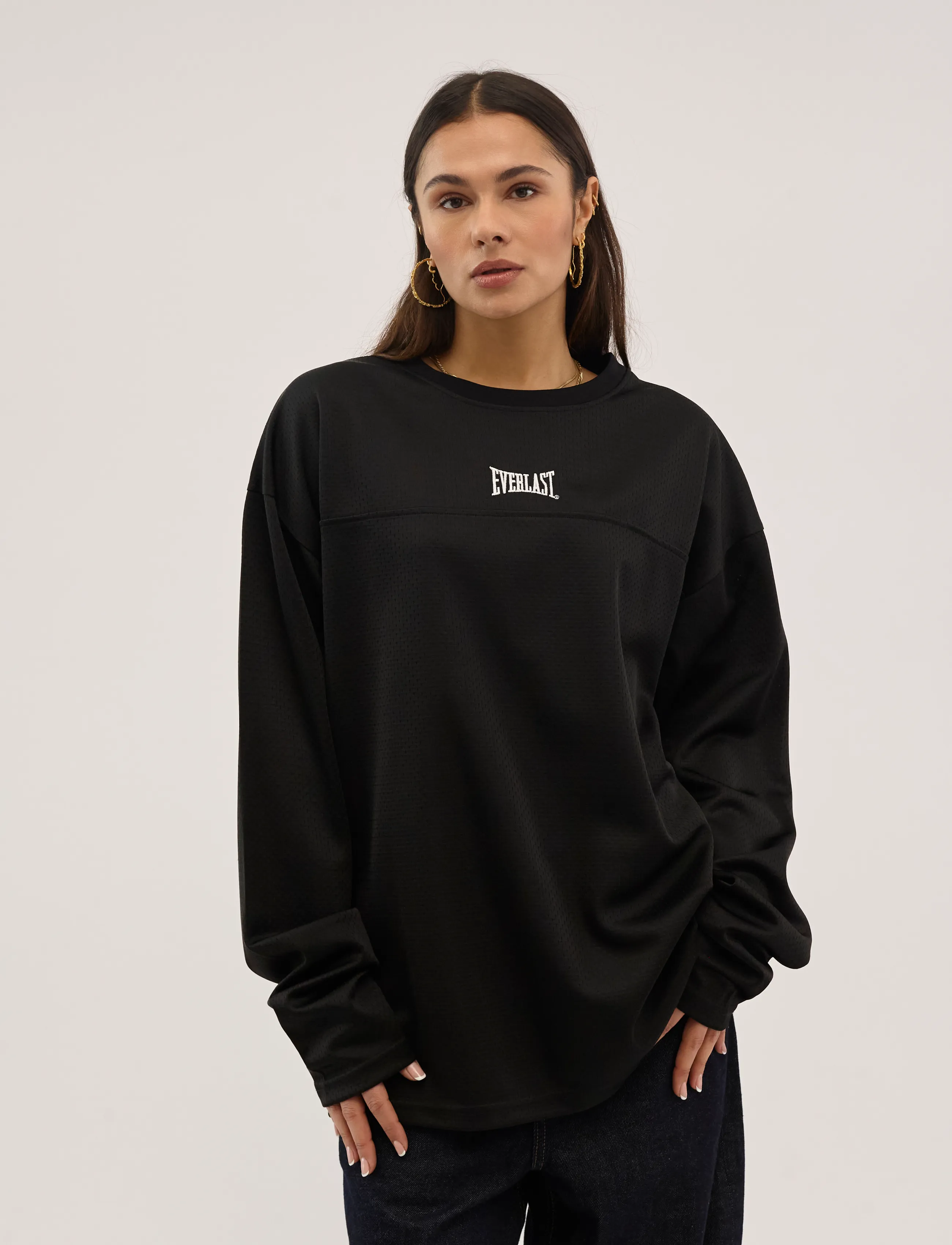 Everlast - Court Mesh Jersey Long Sleeve - langærmede t-shirts - black beauty - 3