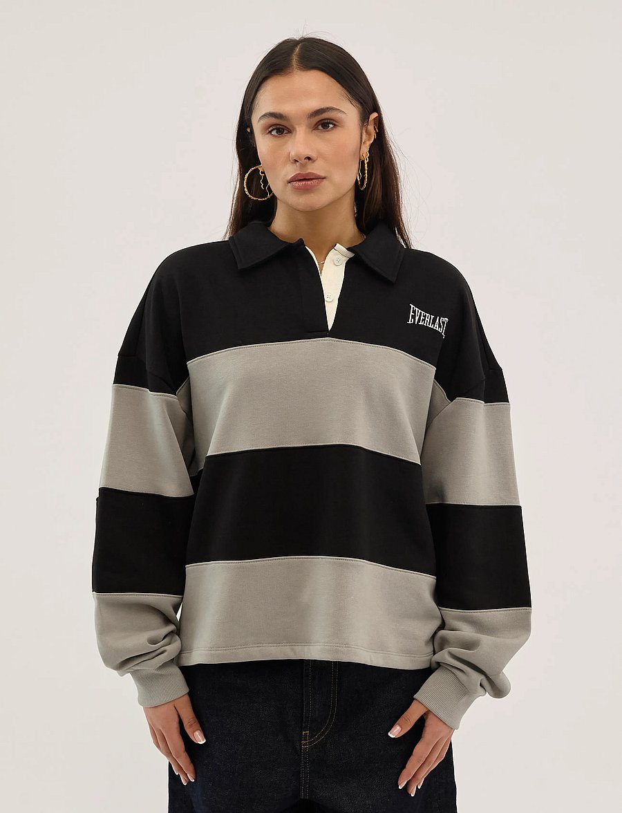 Everlast - Uptown Rugby Polo - långärmade stickade pikétröjor - black beauty - 3