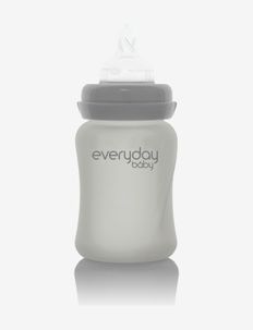 Glass Baby Bottle Healthy + Quiet Grey 150ml, Everyday Baby