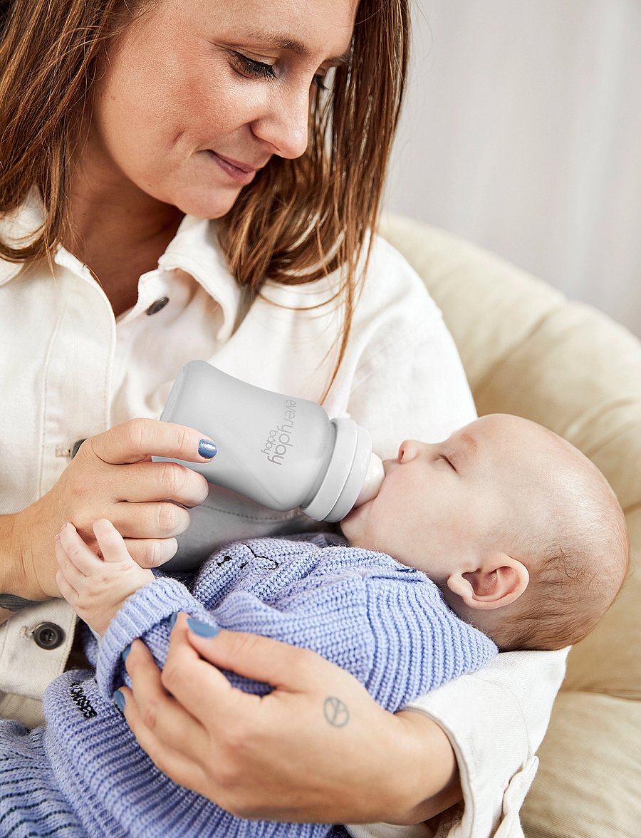 Everyday Baby - Glass Baby Bottle Healthy + Quiet Grey 150ml - babyflaschen - quiet grey - 3
