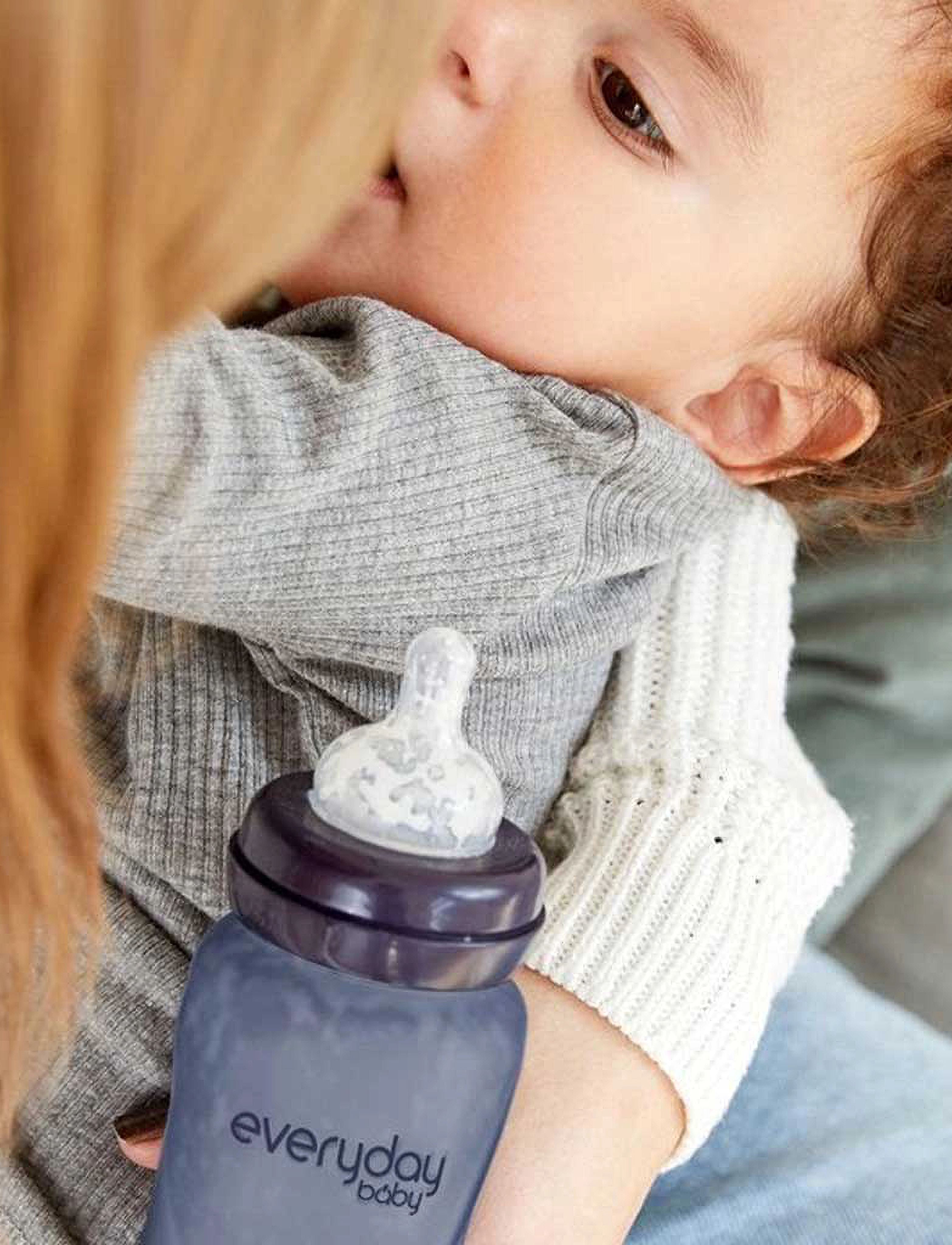 Everyday Baby - Glass Baby Bottle Heat Sensing Healthy + Blueberry 240ml - biberons - blueberry - 3