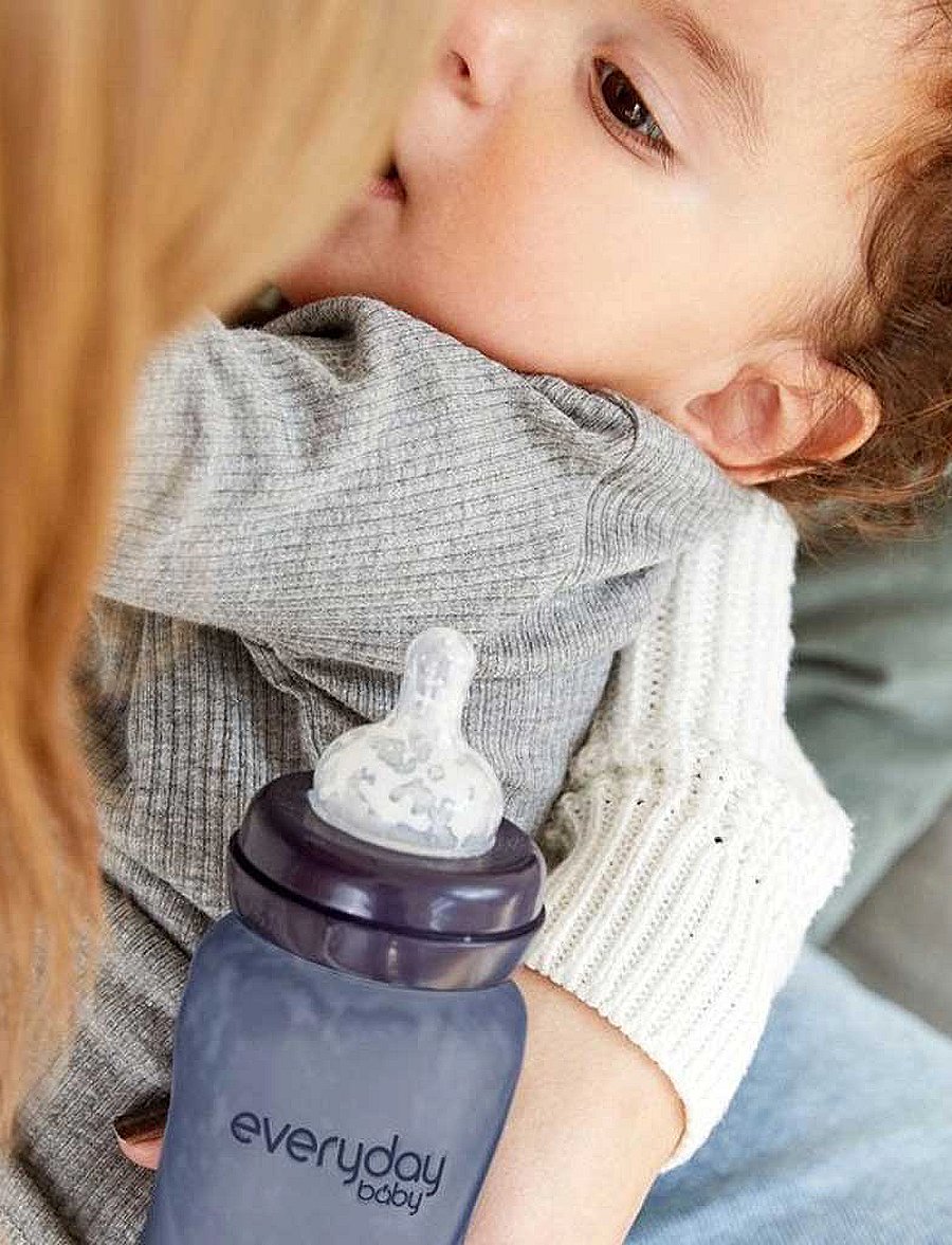 Everyday Baby - Glass Baby Bottle Heat Sensing Healthy + Blueberry 240ml - babyflaschen - blueberry - 3