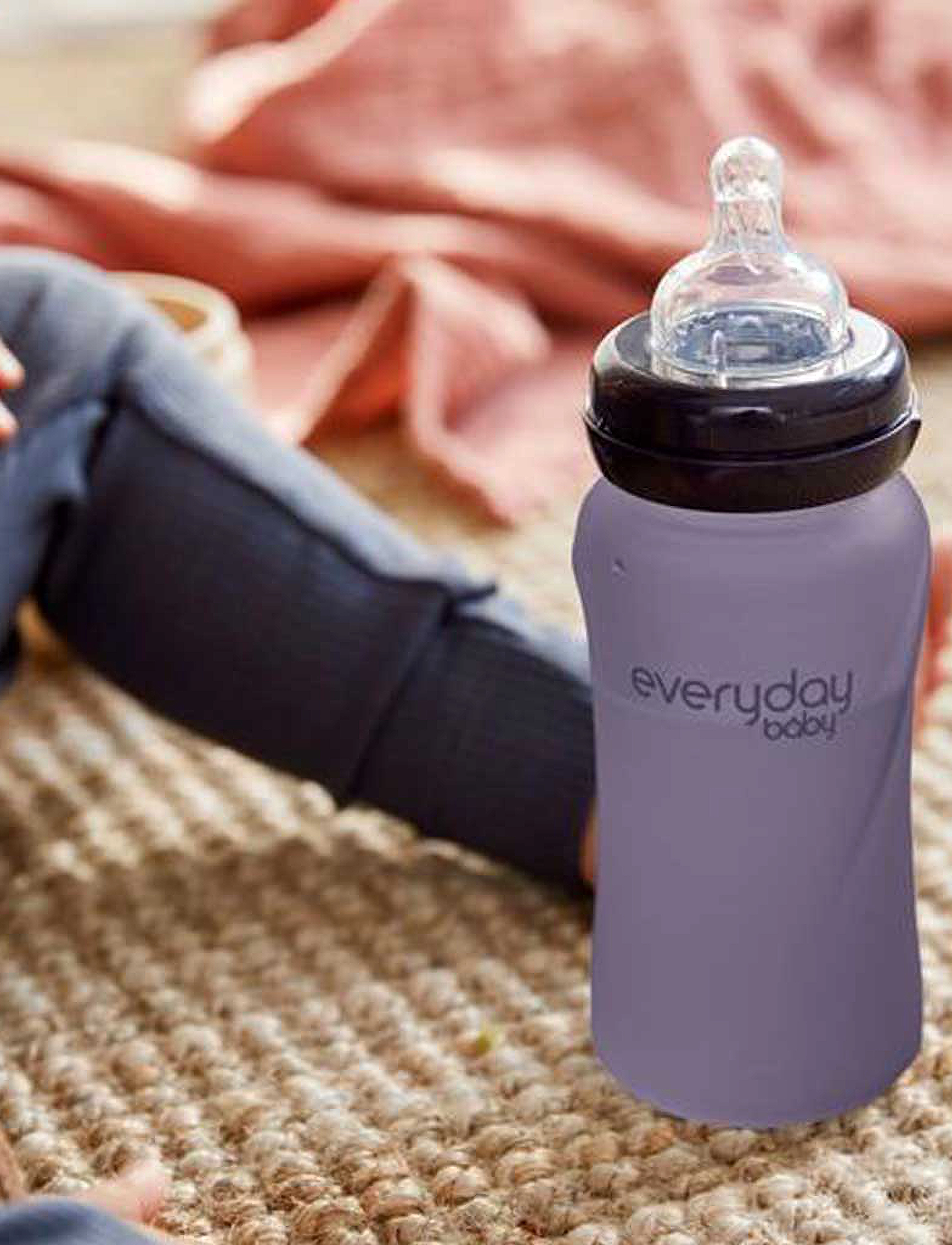Everyday Baby - Glass Baby Bottle Heat Sensing Healthy + Blueberry 240ml - biberons - blueberry - 4