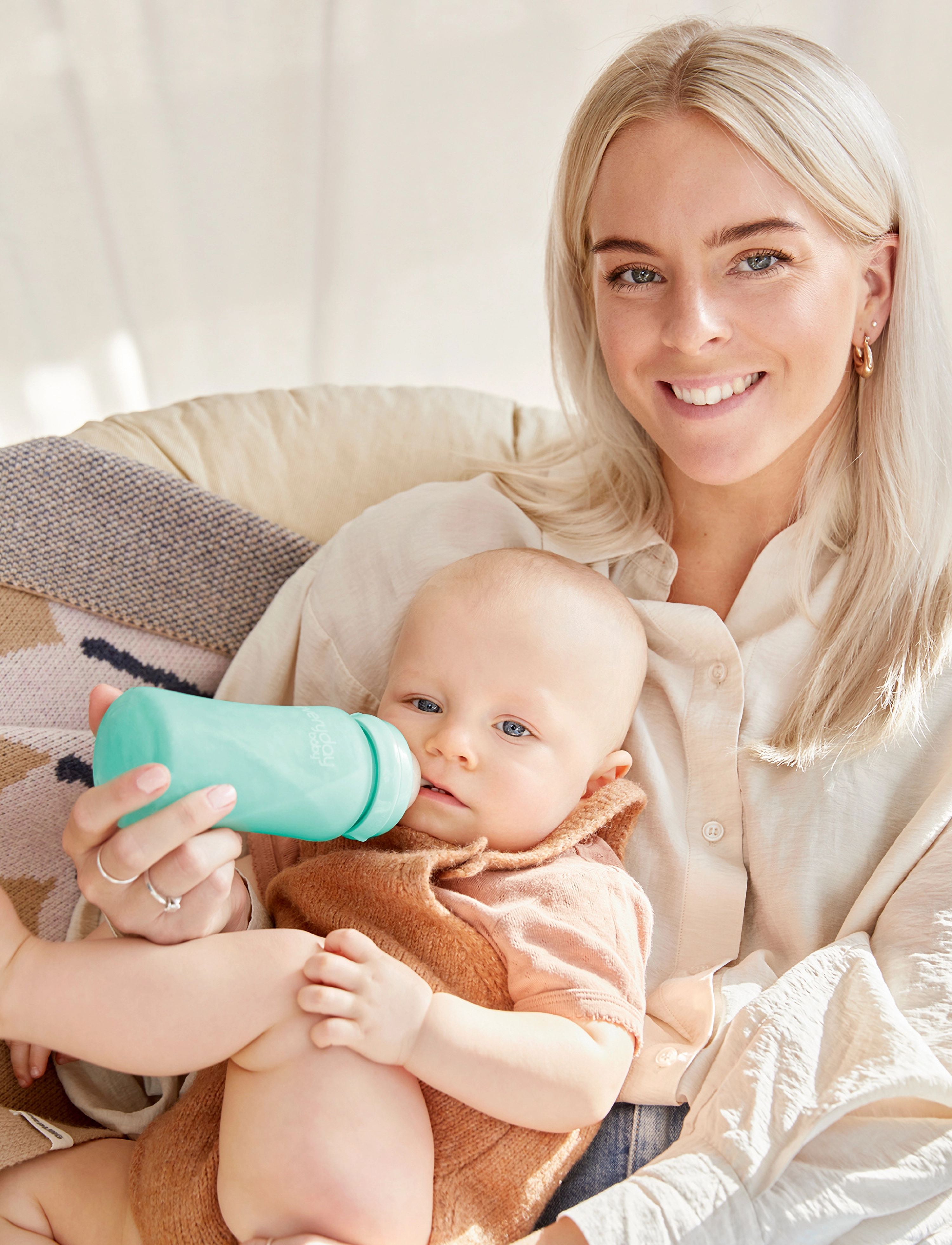Everyday Baby - Glass Baby Bottle Healthy + Mint Green 240ml - biberons - mint green - 3