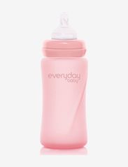 Everyday Baby - Glass Baby Bottle Healthy + Rose Pink 240ml - sutteflasker - rose pink - 0