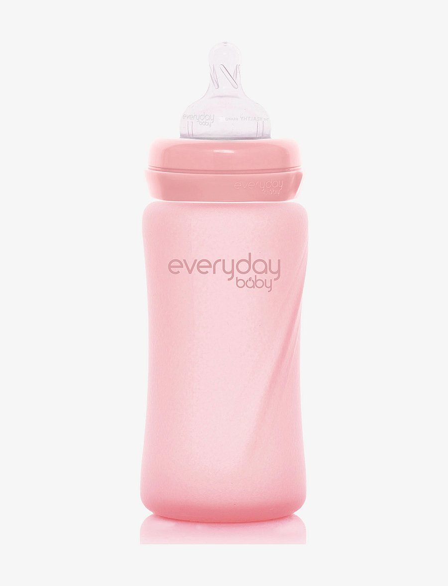 Everyday Baby - Glass Baby Bottle Healthy + Rose Pink 240ml - beebipudelid - rose pink - 1