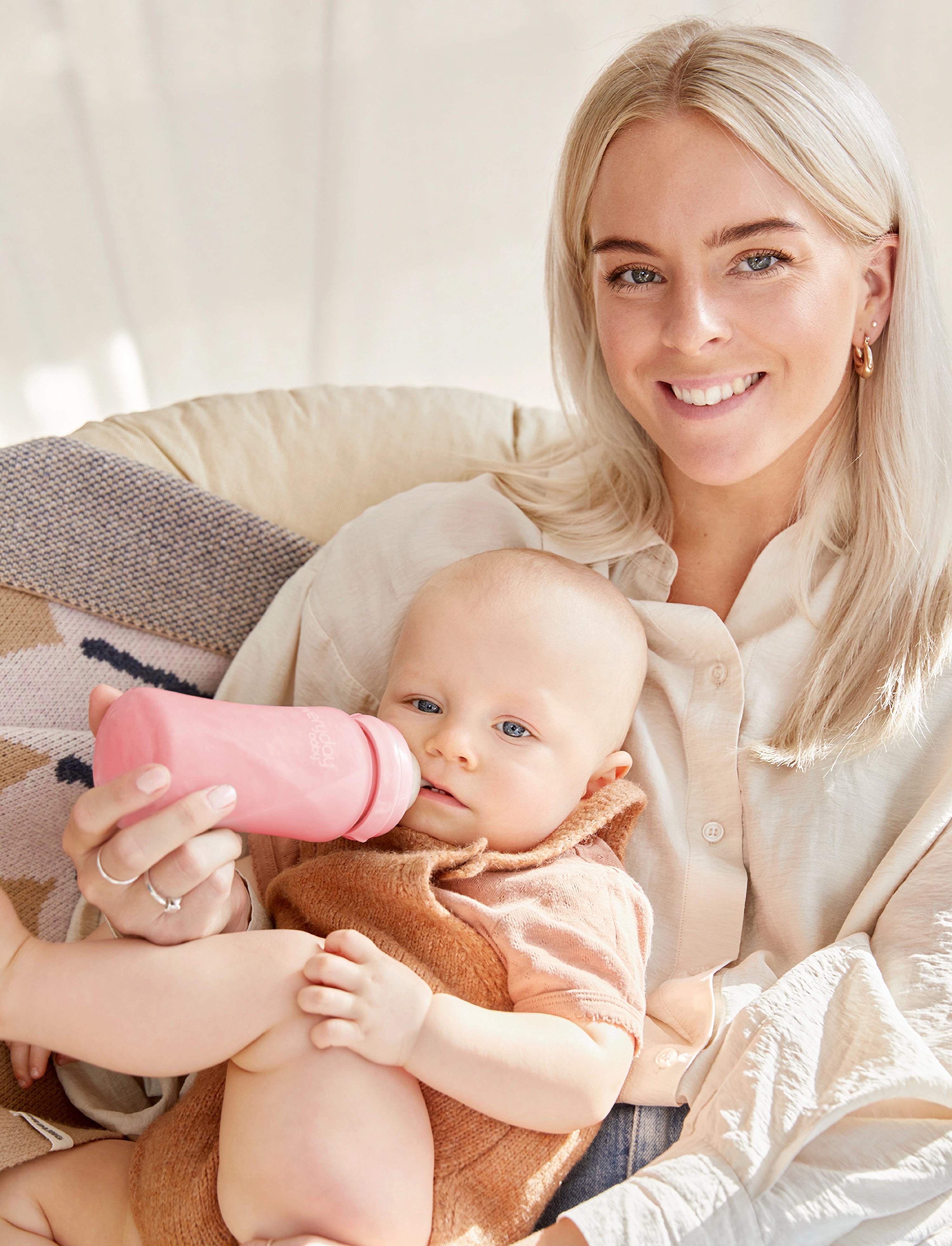 Everyday Baby - Glass Baby Bottle Healthy + Rose Pink 240ml - biberons - rose pink - 3