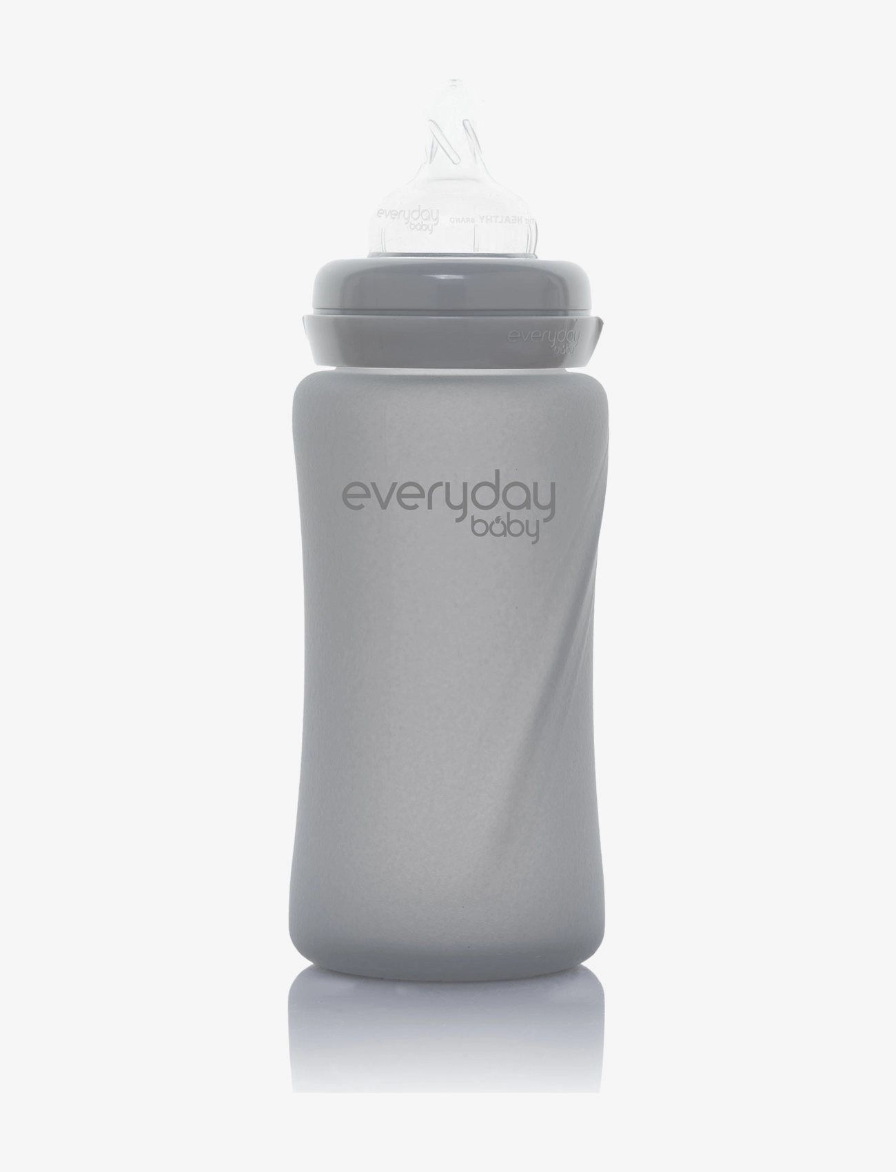EVERYDAY BABY Glass Baby Bottle Healthy + Quiet Grau 240Ml Grau - 240 Ml - Kinder