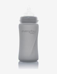 Everyday Baby - Glass Baby Bottle Healthy + Quiet Grey 240ml - sutteflasker - quiet grey - 0
