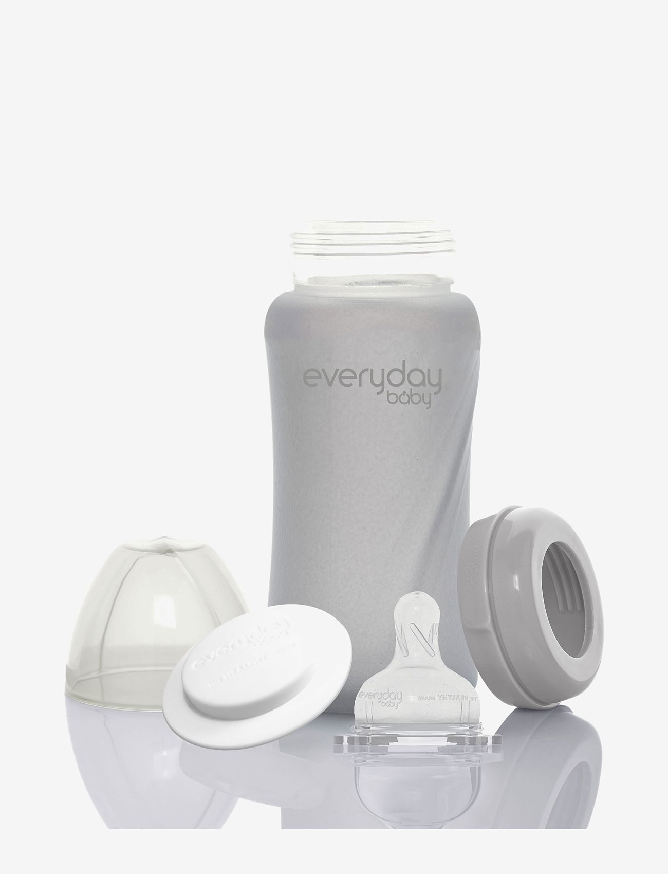Everyday Baby - Glass Baby Bottle Healthy + Quiet Grey 240ml - nappflaskor - quiet grey - 2