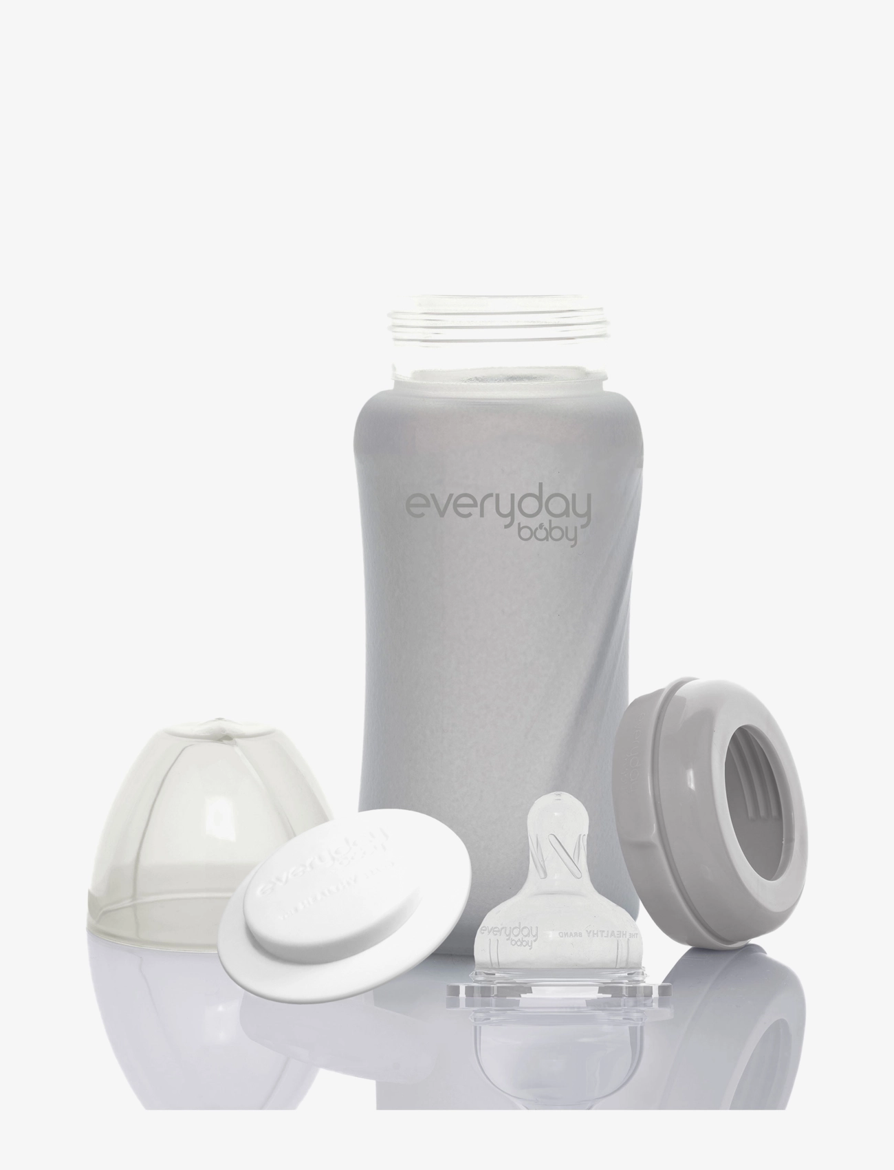 Everyday Baby - Glass Baby Bottle Healthy + Quiet Grey 240ml - quiet grey - 2